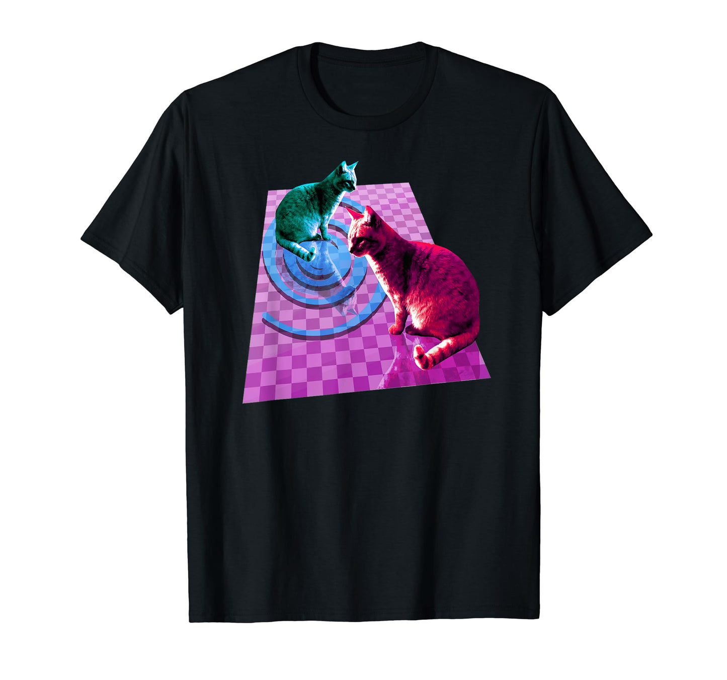Vaporwave Neo Outrun Cat Aesthetic Tees Hoodie - Minimalist Print Unisex - T-Shirt, Sweatshirt, Hoodie