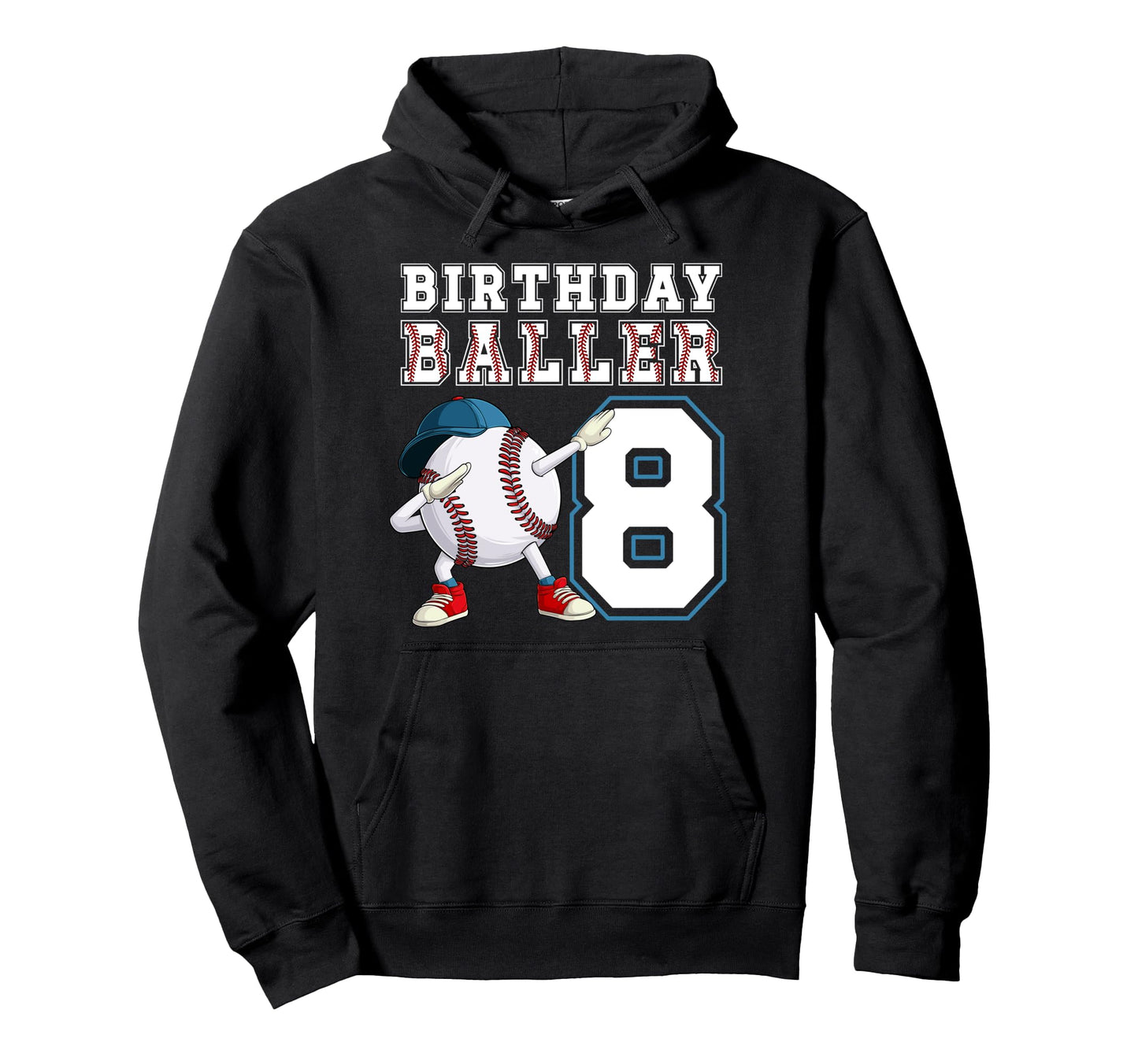 8Th Baseball Birthday Party Eight Hoodie - Custom Art Print for Adults - T-Shirt, Sweatshirt, Hoodie