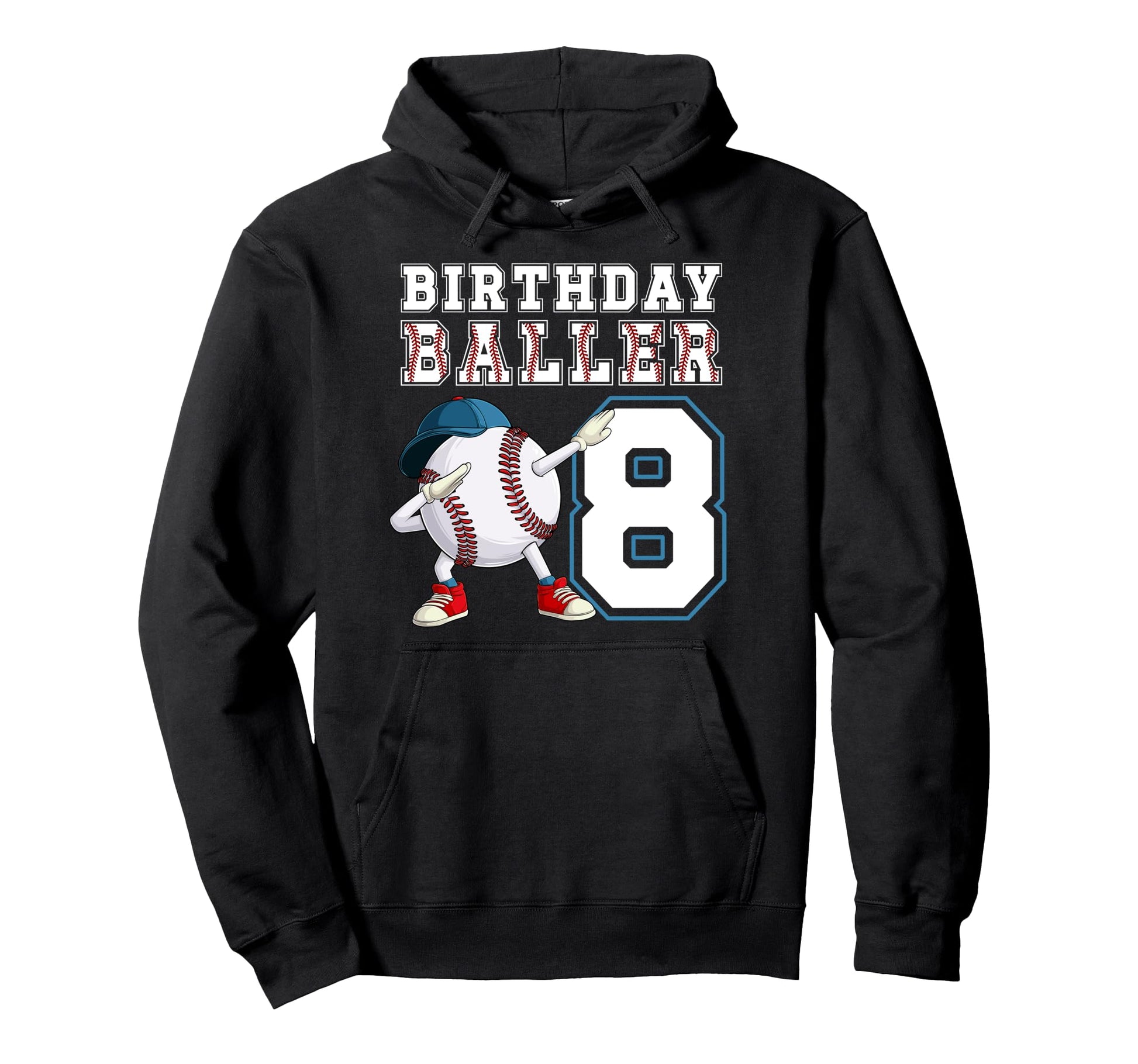 8Th Baseball Birthday Party Eight Hoodie - Custom Art Print for Adults - T-Shirt, Sweatshirt, Hoodie