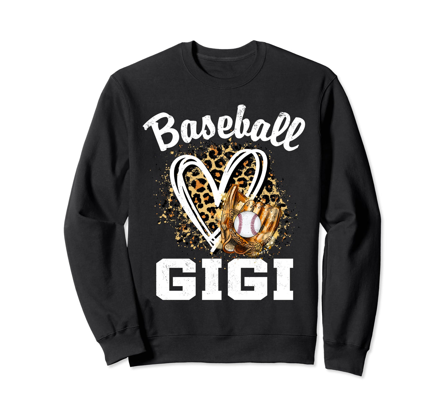 Baseball Gigi Leopard Heart Sweatshirt - Casual Everyday Wear for Adults - T-Shirt, Sweatshirt, Hoodie