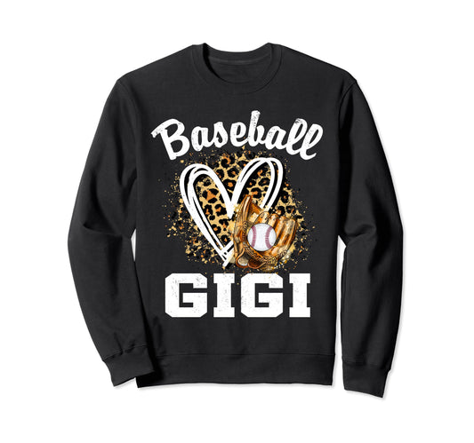 Baseball Gigi Leopard Heart Sweatshirt - Casual Everyday Wear for Adults - T-Shirt, Sweatshirt, Hoodie