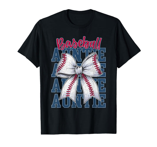 Baseball Auntie Aunt Baseball Bow T-Shirt - Aesthetic Graphic for Adults - T-Shirt, Sweatshirt, Hoodie