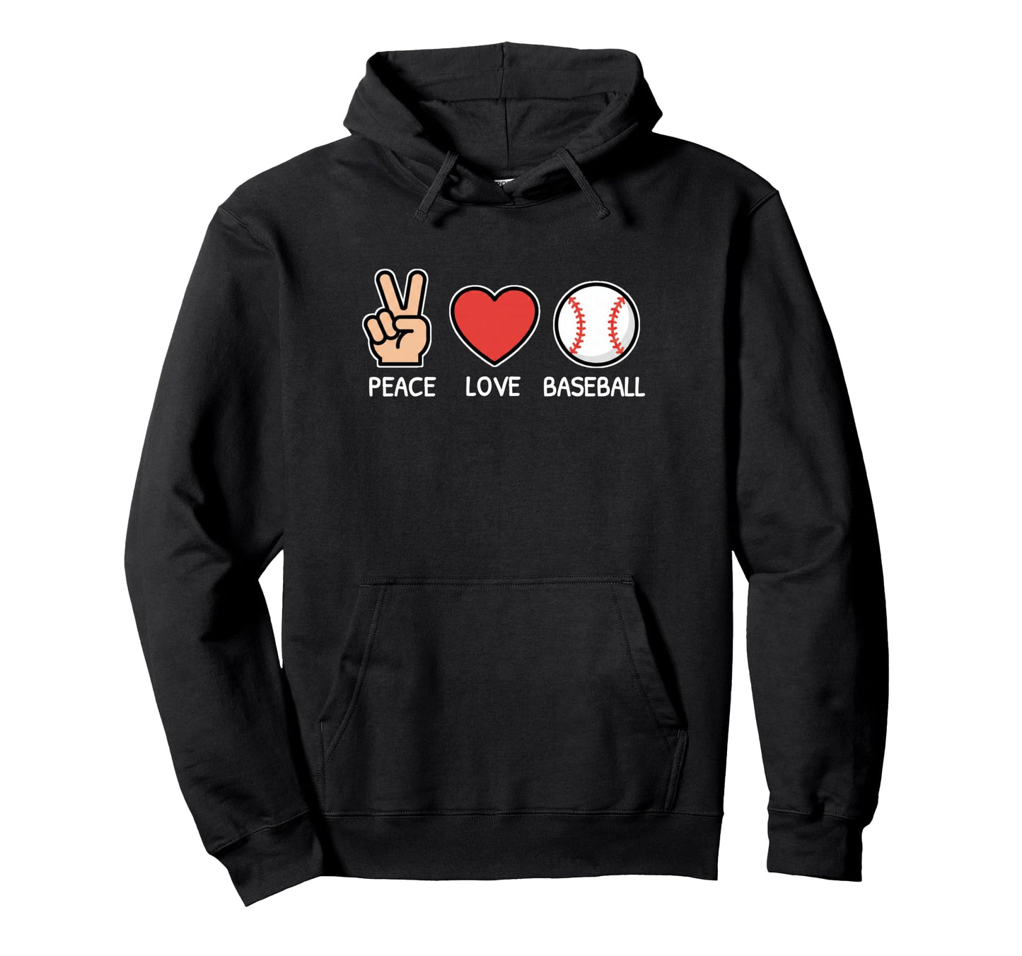 Peace Love Baseball Heart Hand Sign Game Hoodie - Novelty Apparel Unisex - T-Shirt, Sweatshirt, Hoodie