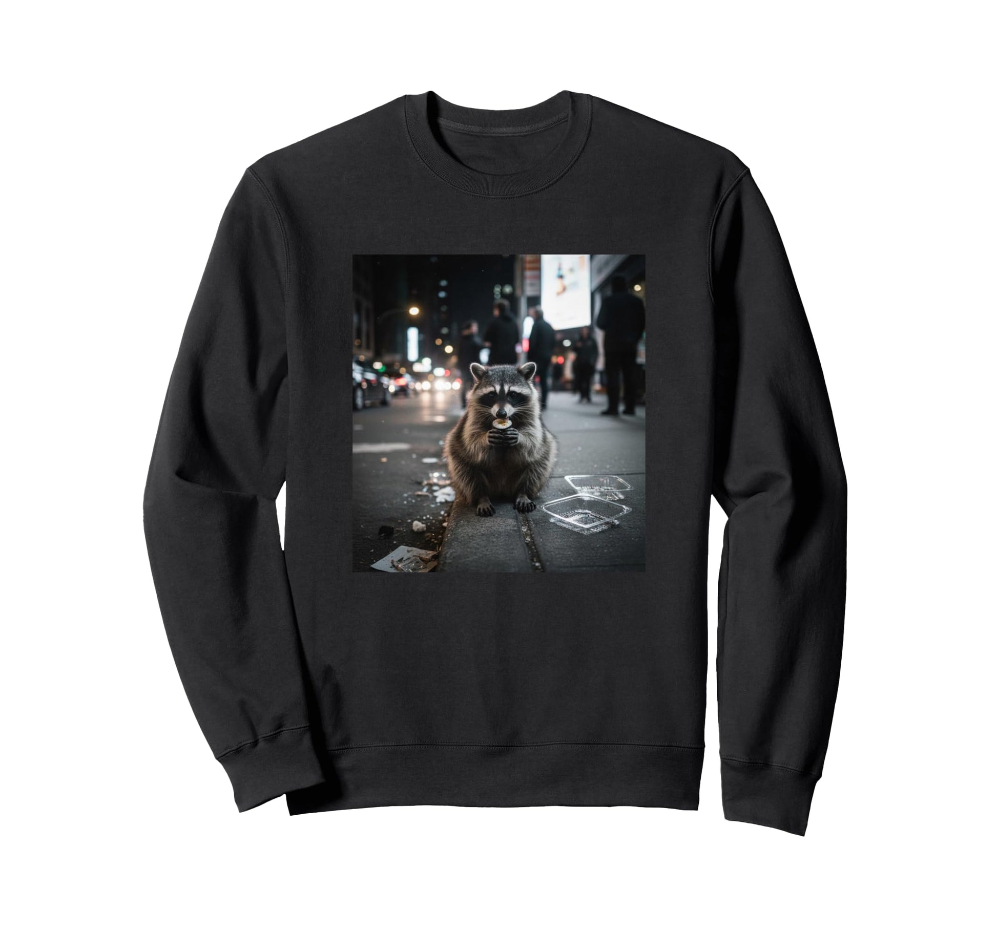 Sidewalk Sushi Funny Raccoon Sweatshirt - Fun Novelty Design for Adults - T-Shirt, Sweatshirt, Hoodie