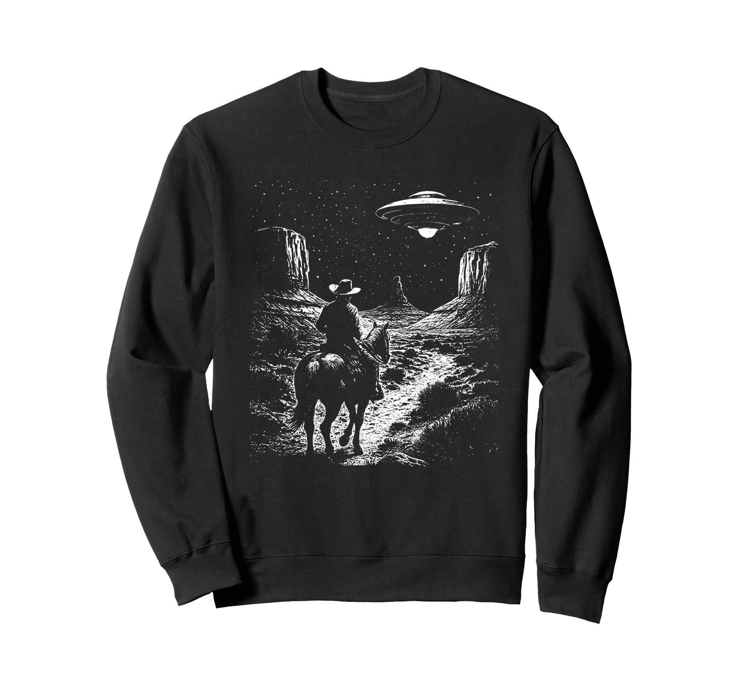 90S Cowboy Western Ufo Sweatshirt - Minimalist Print for Adults - T-Shirt, Sweatshirt, Hoodie