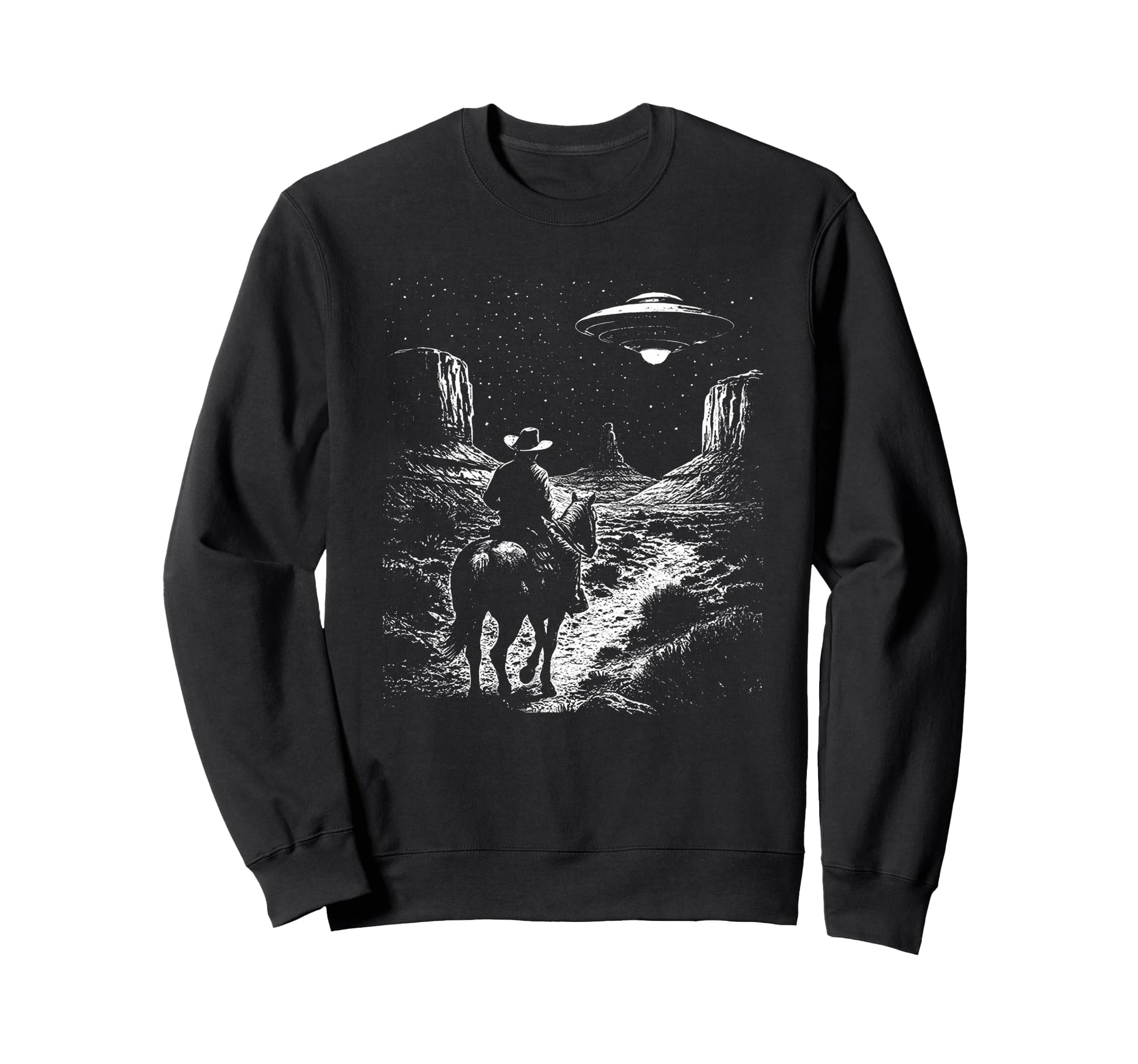 90S Cowboy Western Ufo Sweatshirt - Minimalist Print for Adults - T-Shirt, Sweatshirt, Hoodie
