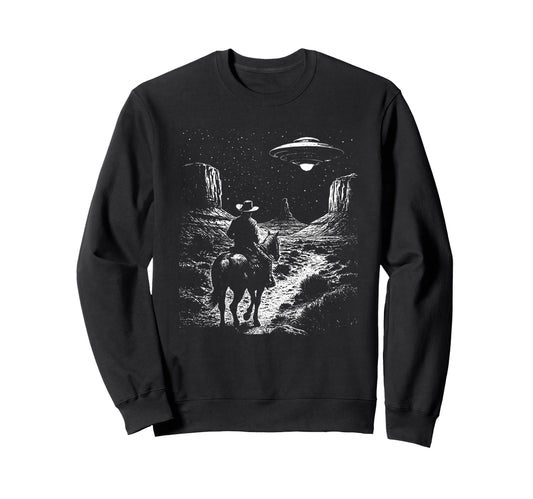 90S Cowboy Western Ufo Sweatshirt - Minimalist Print for Adults - T-Shirt, Sweatshirt, Hoodie