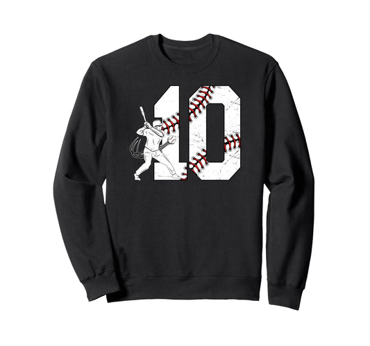 10Th Birthday Party Baseball Ten Year Sweatshirt - Minimalist Print Unisex - T-Shirt, Sweatshirt, Hoodie