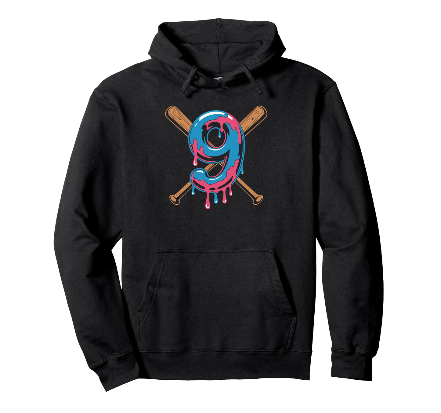 Baseball Drip Birthday Theme Nine Year Hoodie - Novelty Apparel Men Women - T-Shirt, Sweatshirt, Hoodie