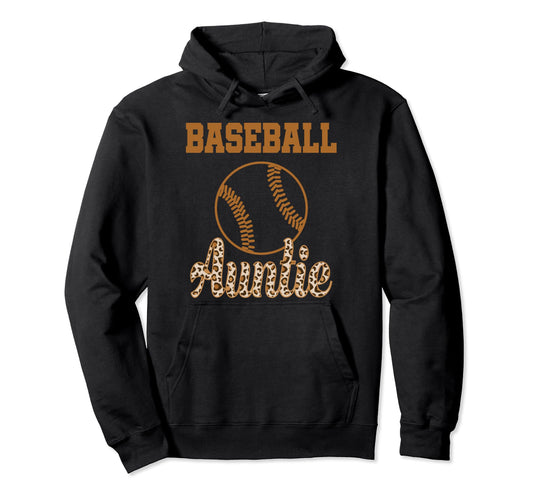 Auntie Baseball Aunt Leopard Cheetah Hoodie - Aesthetic Graphic Men Women - T-Shirt, Sweatshirt, Hoodie