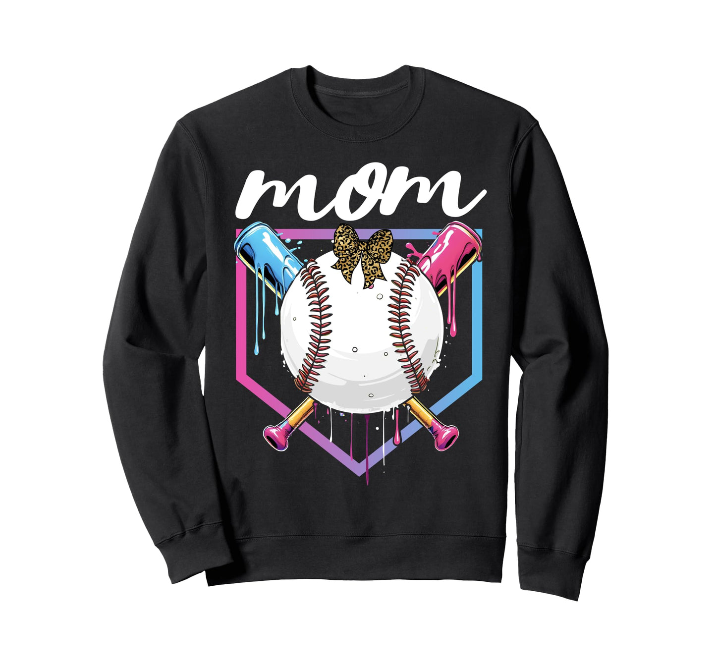 Baseball Drip Mom Bow Baseball Mothers Sweatshirt - Novelty Apparel Unisex - T-Shirt, Sweatshirt, Hoodie