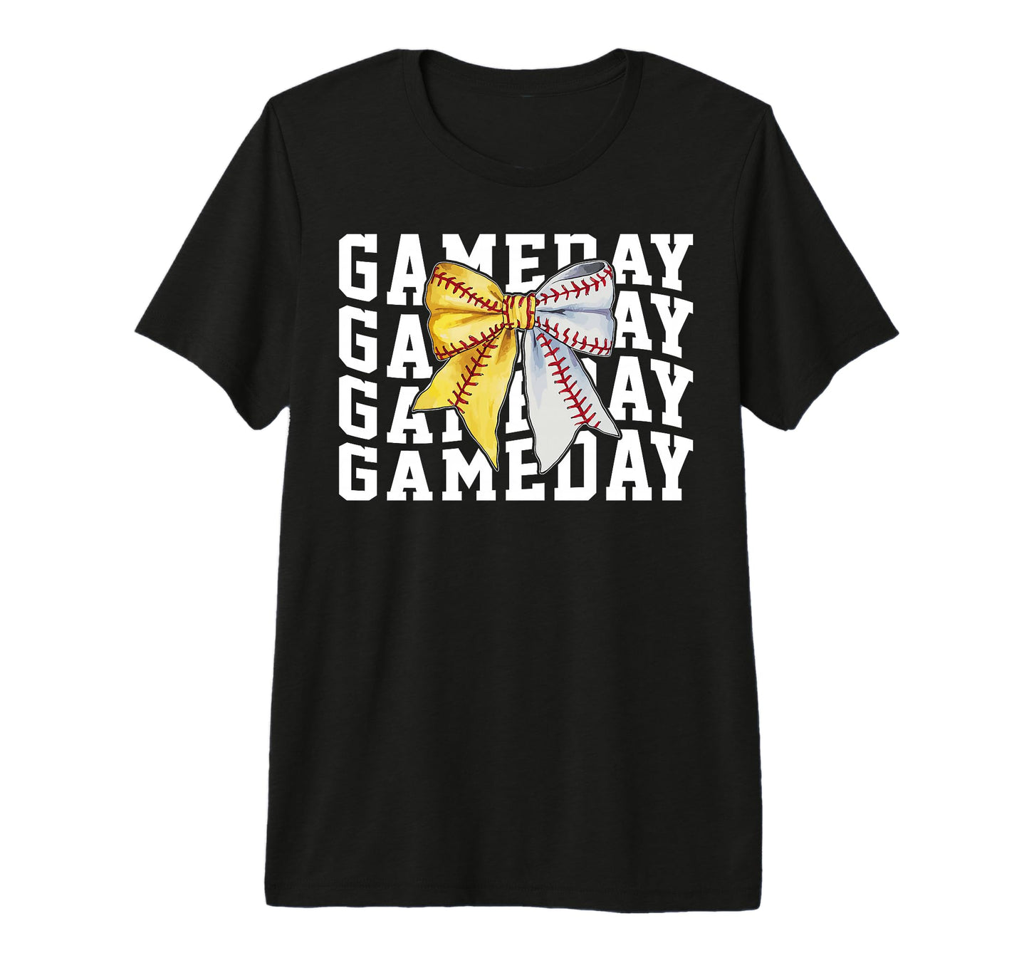 Game Day Coquette Bow Softball T-Shirt - Custom Art Print Men Women - T-Shirt, Sweatshirt, Hoodie