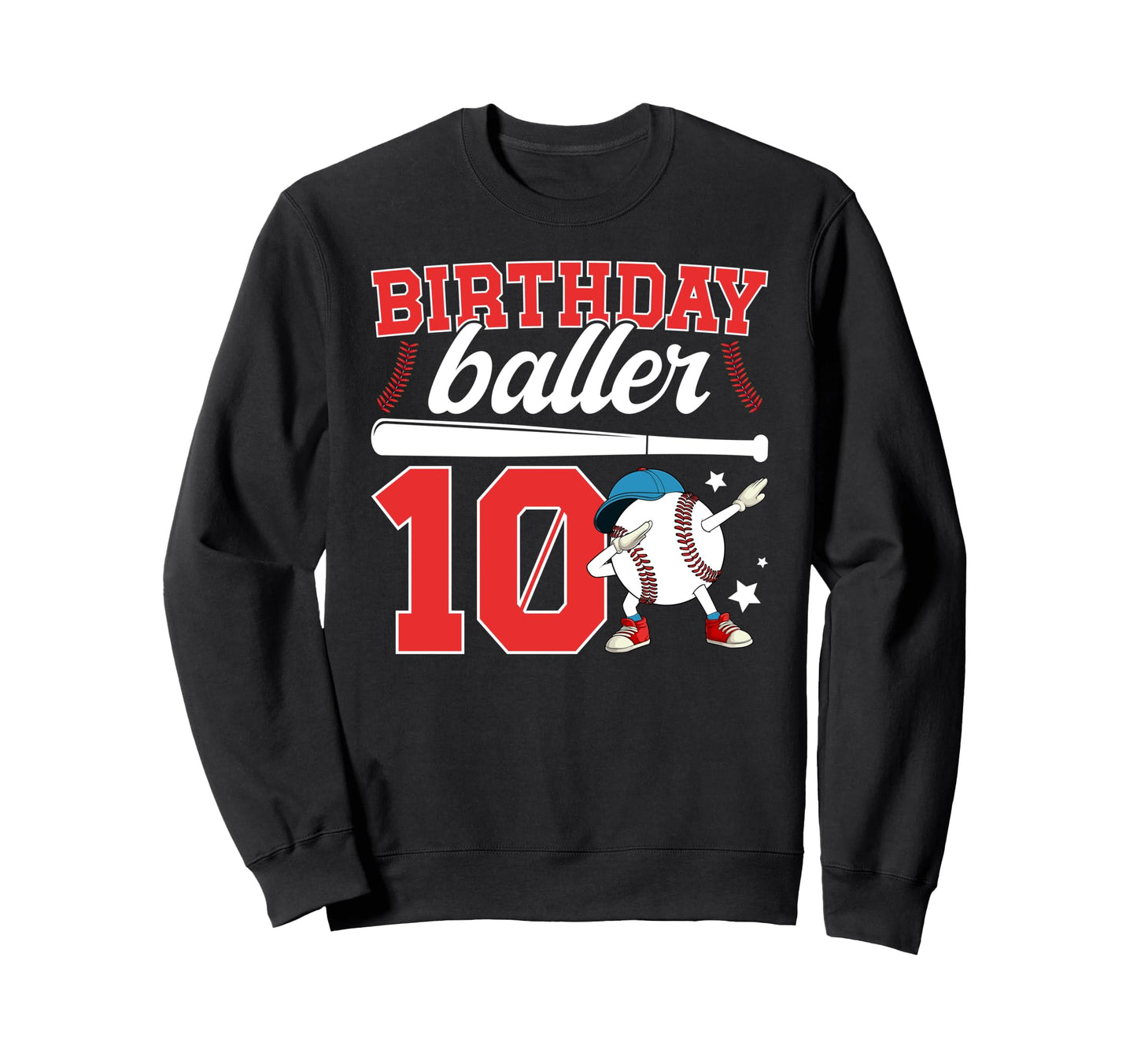 10Th Baseball Birthday Ten Year Old Sweatshirt - Aesthetic Graphic Unisex - T-Shirt, Sweatshirt, Hoodie