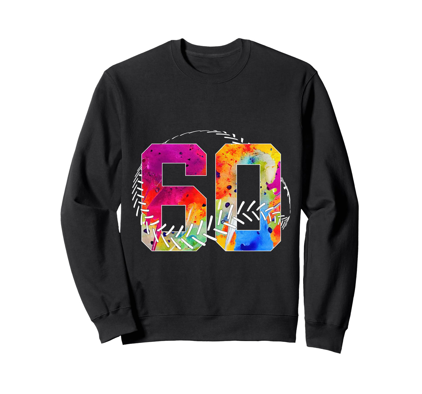 Number 60 Years Baseball 60Th Birthday Sweatshirt - Novelty Apparel Unisex - T-Shirt, Sweatshirt, Hoodie