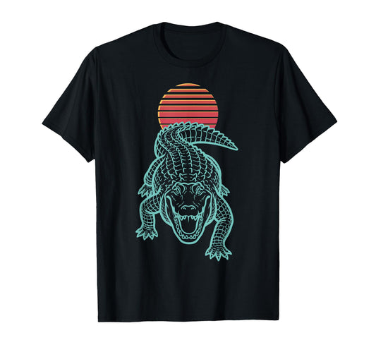 Alligator Lover Crocodile Reptile Synthwave T-Shirt - Graphic Print Unisex - T-Shirt, Sweatshirt, Hoodie