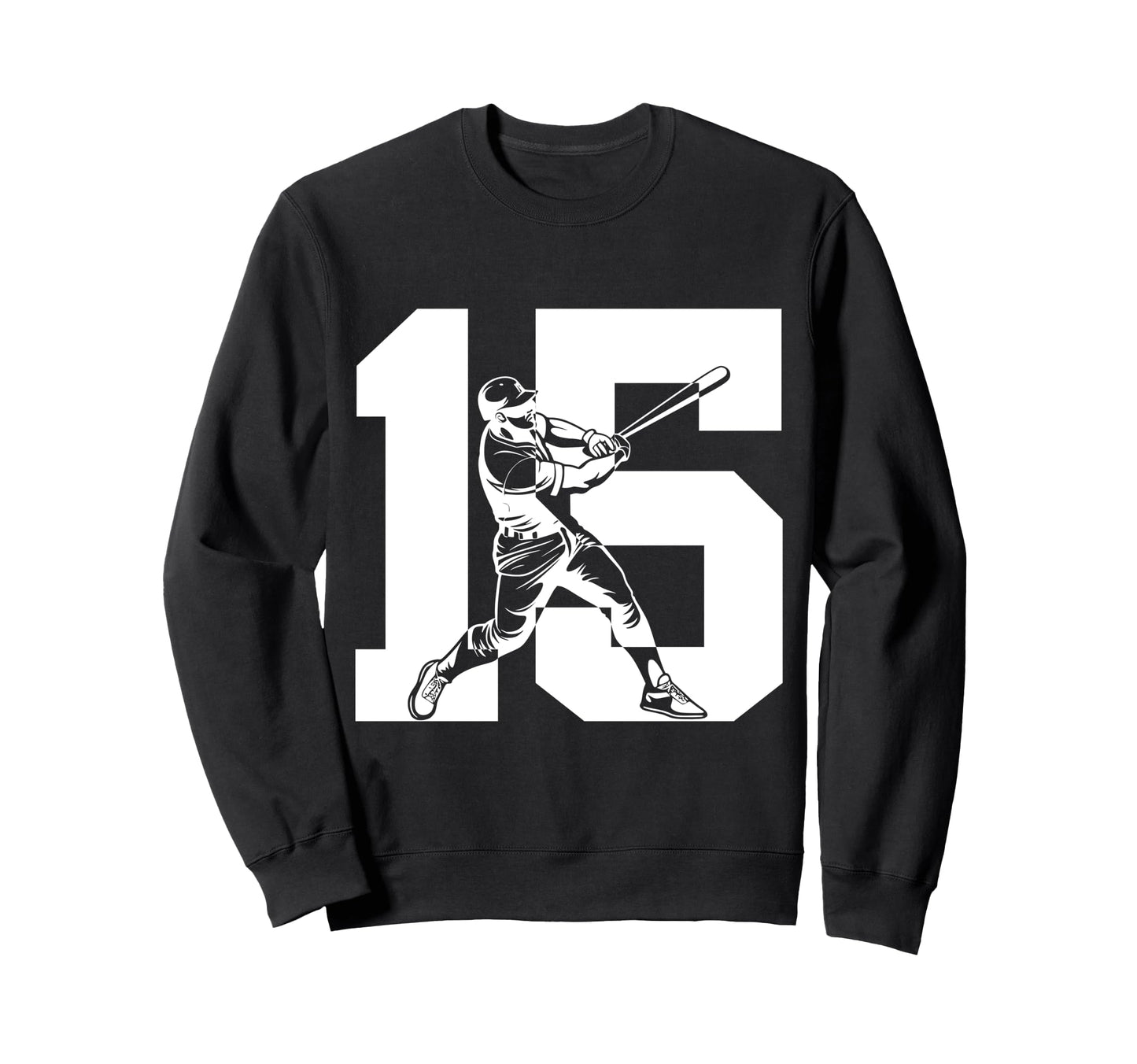 Number 15 Years Baseball 15Th Sweatshirt - Minimalist Print for Adults - T-Shirt, Sweatshirt, Hoodie