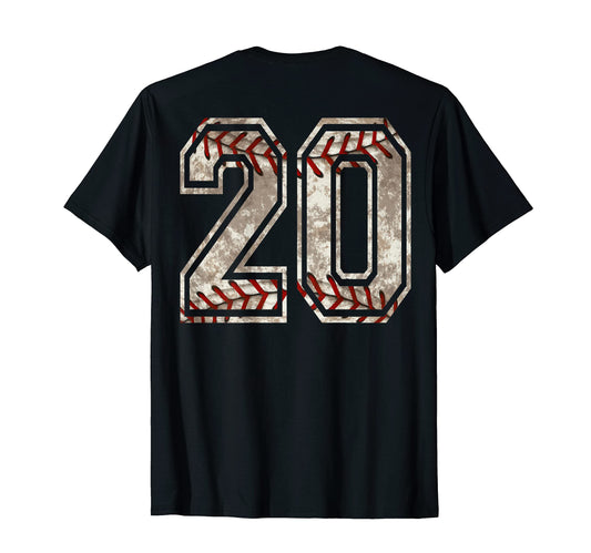 Baseball Jersey Number 20 Distressed T-Shirt - Custom Art Print Men Women - T-Shirt, Sweatshirt, Hoodie