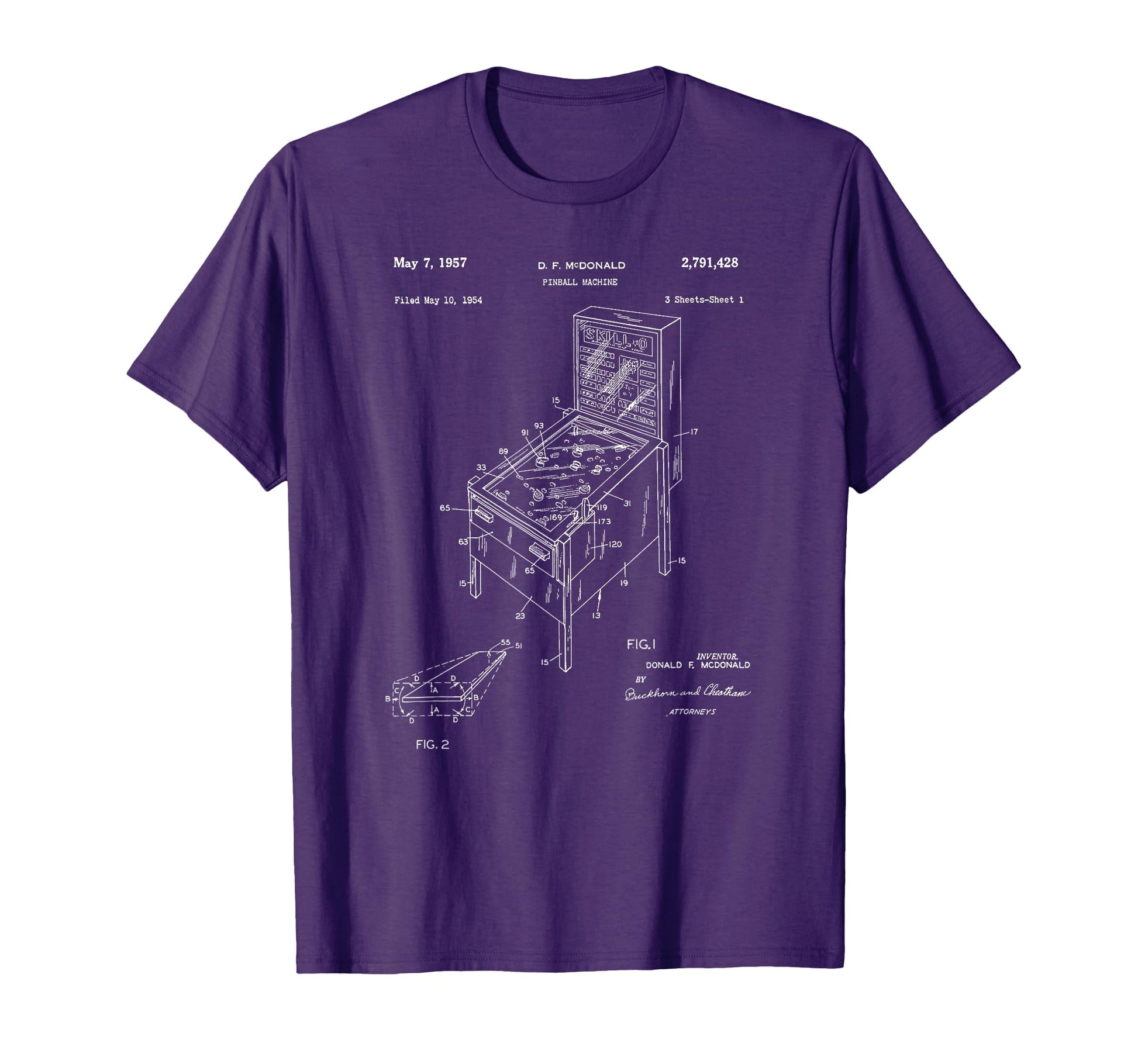 Patent 1957 Pinball Machine T-Shirt - Aesthetic Graphic Unisex - T-Shirt, Sweatshirt, Hoodie