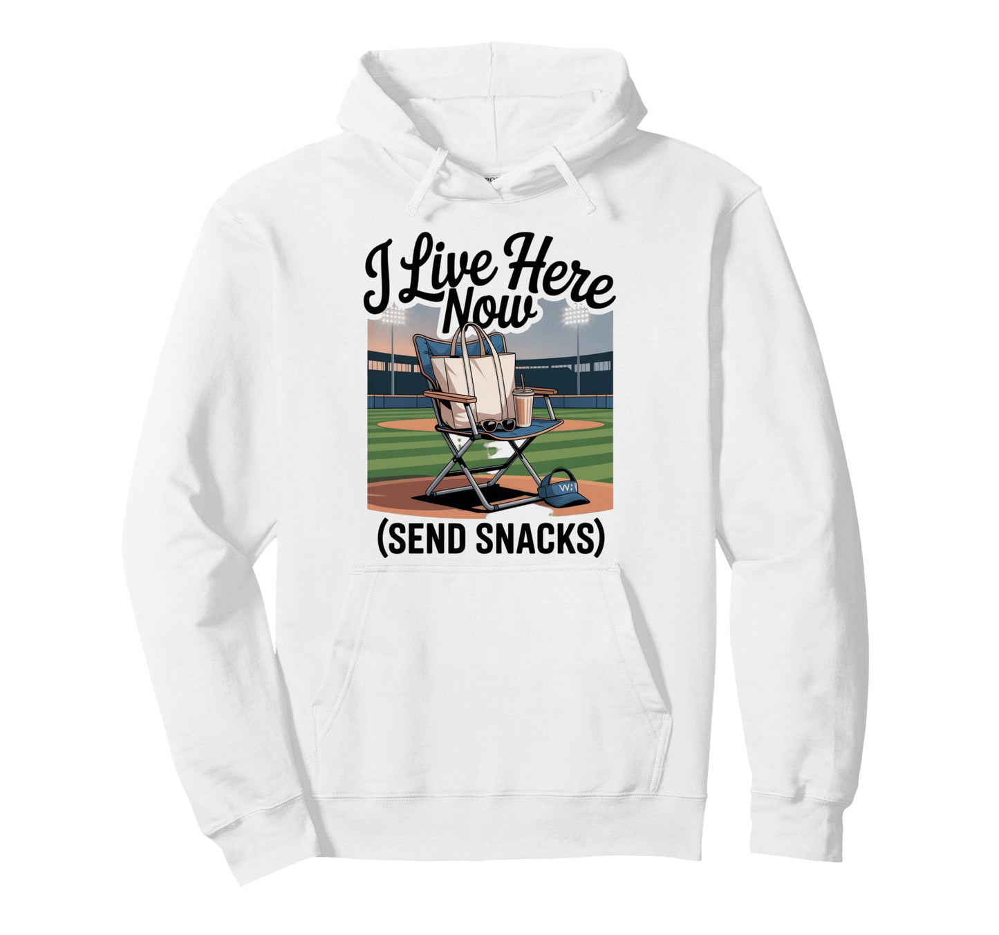I Live Here Now Baseball Season Womens Hoodie - Minimalist Print Men Women - T-Shirt, Sweatshirt, Hoodie