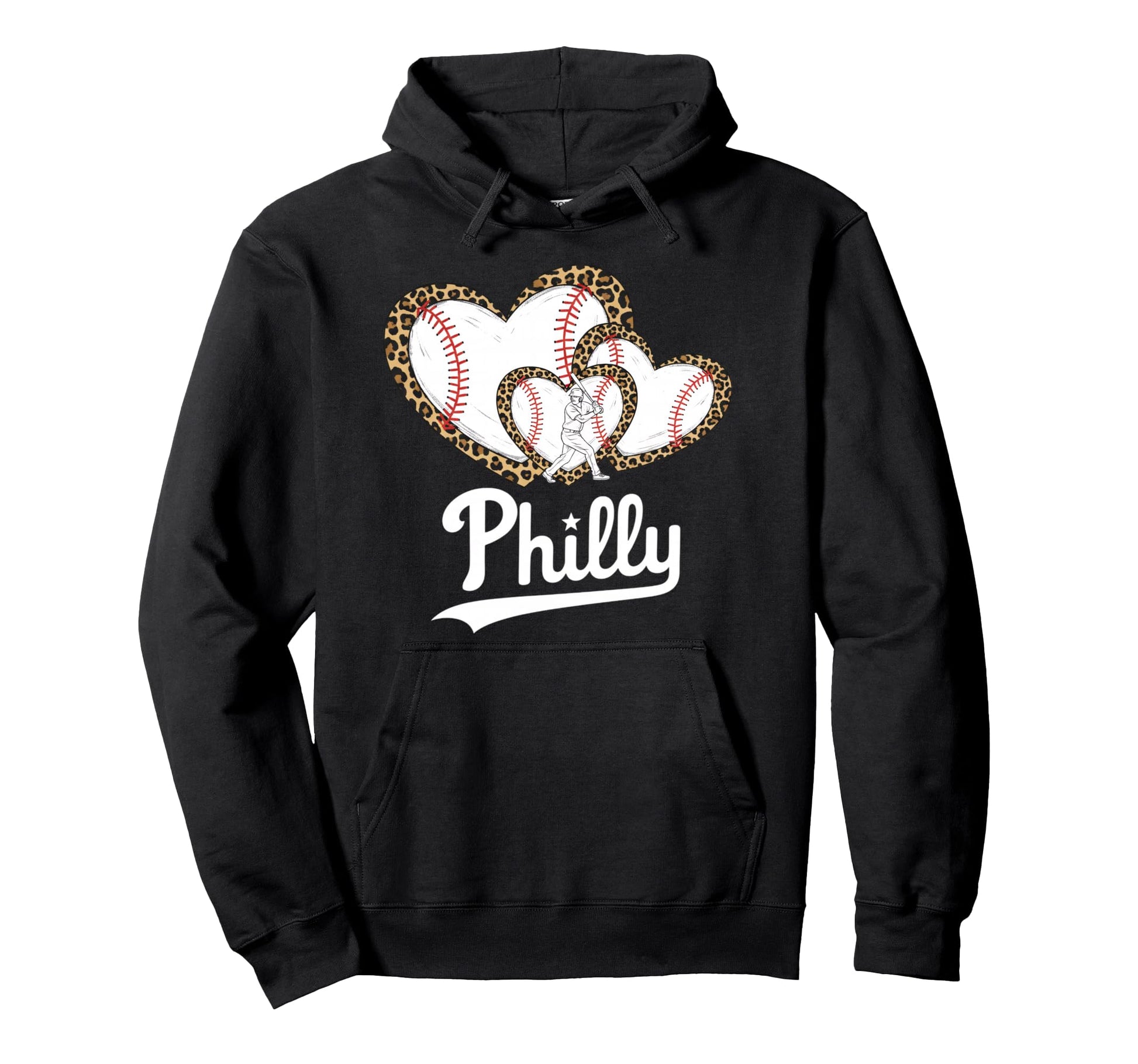 Leopard Baseball Heart Baseball Mom Hoodie - Casual Everyday Wear Unisex - T-Shirt, Sweatshirt, Hoodie
