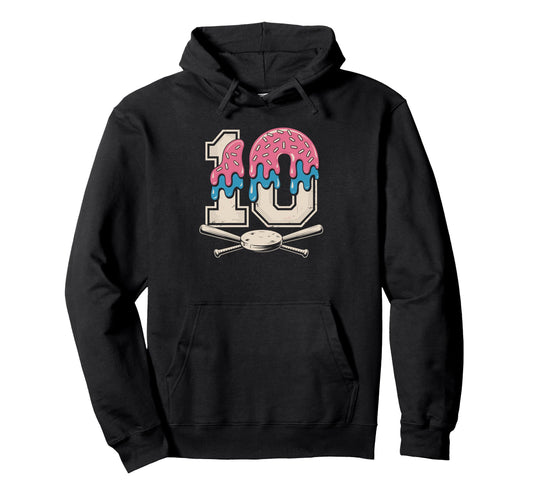 Baseball Birthday Ready Big 10 Party Day Hoodie - Custom Art Print Unisex - T-Shirt, Sweatshirt, Hoodie