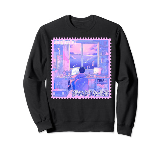 Anime Bedroom Vaporwave Japanese Sweatshirt - Minimalist Print Men Women - T-Shirt, Sweatshirt, Hoodie