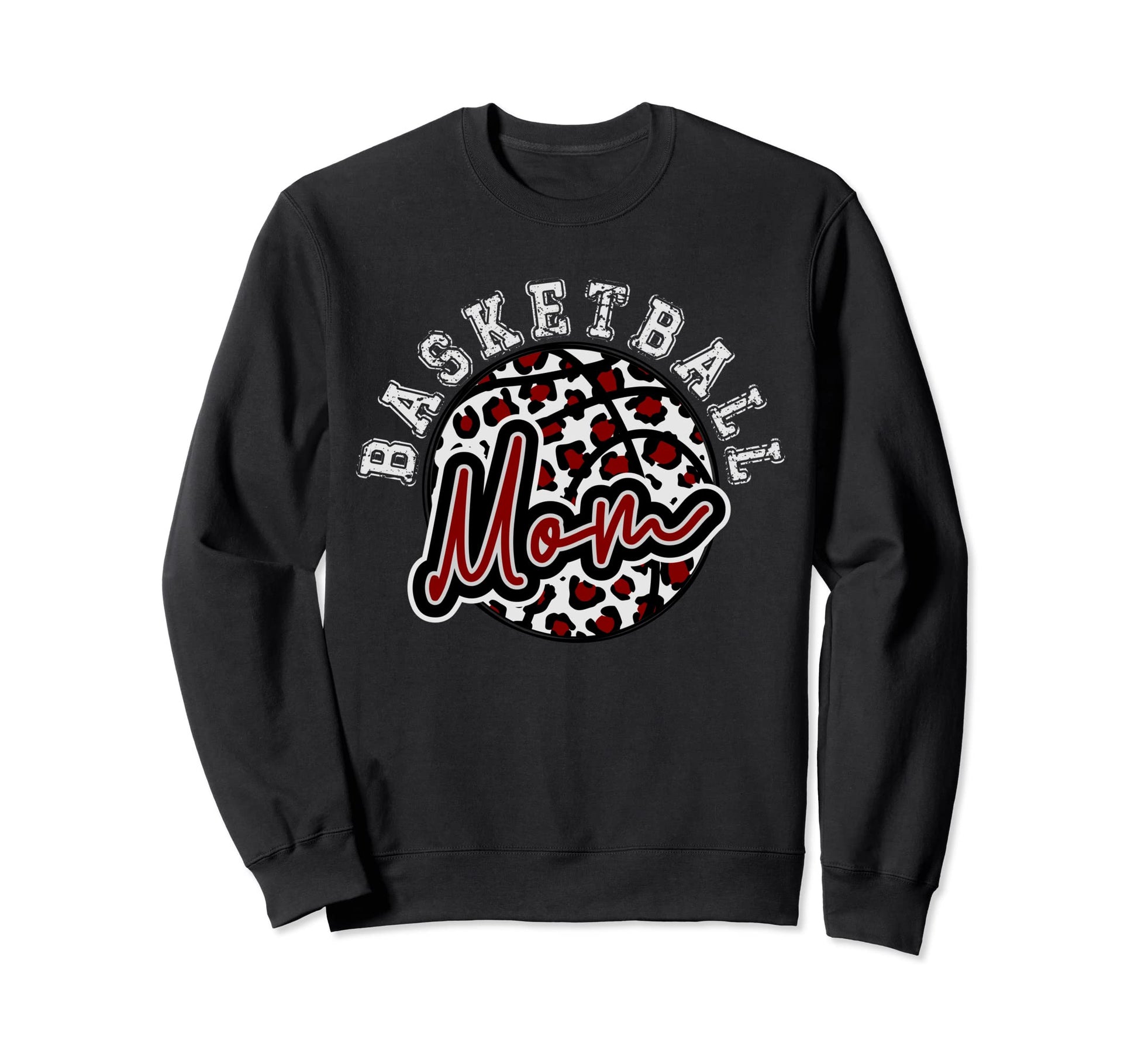 Leopard Cheetah Basketball Mom Sweatshirt - Trendy Graphic for Adults - T-Shirt, Sweatshirt, Hoodie