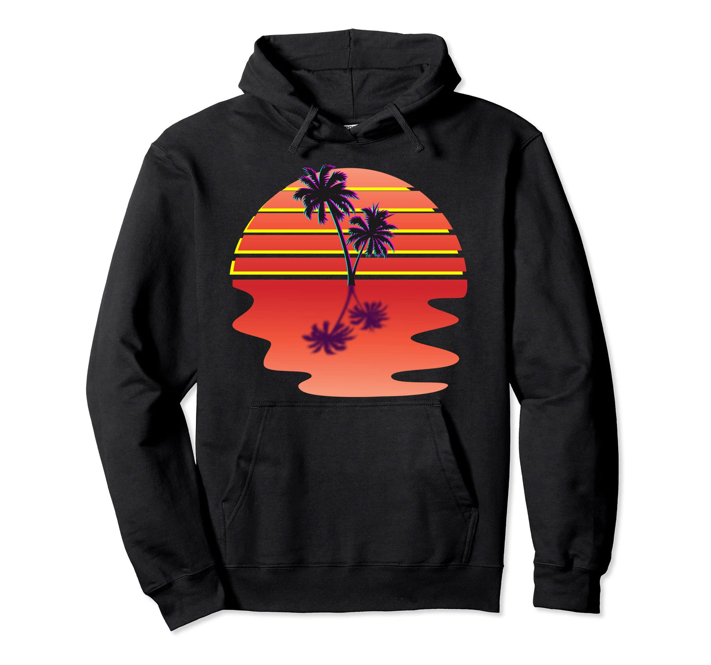 Dream Synthwave Inspired Palm Tree Sunset Hoodie - Trendy Graphic Unisex - T-Shirt, Sweatshirt, Hoodie