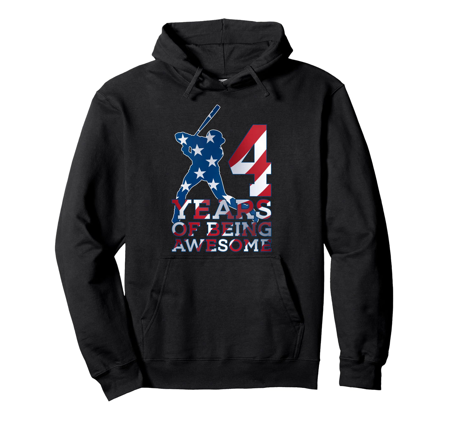 4 Years Being Awesome Baseball 4Th Hoodie - Minimalist Print Unisex - T-Shirt, Sweatshirt, Hoodie