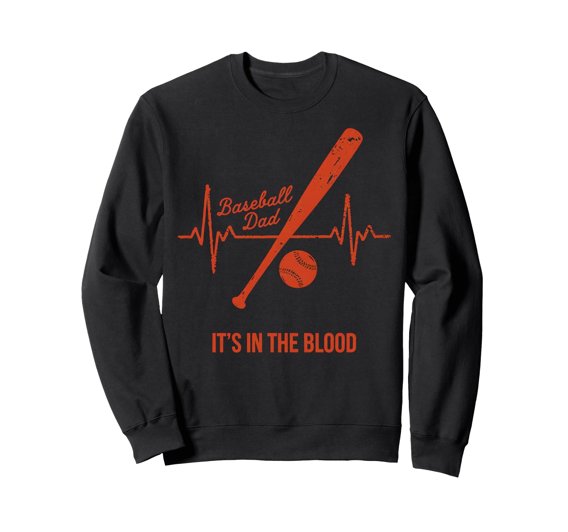 Baseball Dad Baseball Heartbeat Sweatshirt - Casual Everyday Wear Men Women - T-Shirt, Sweatshirt, Hoodie