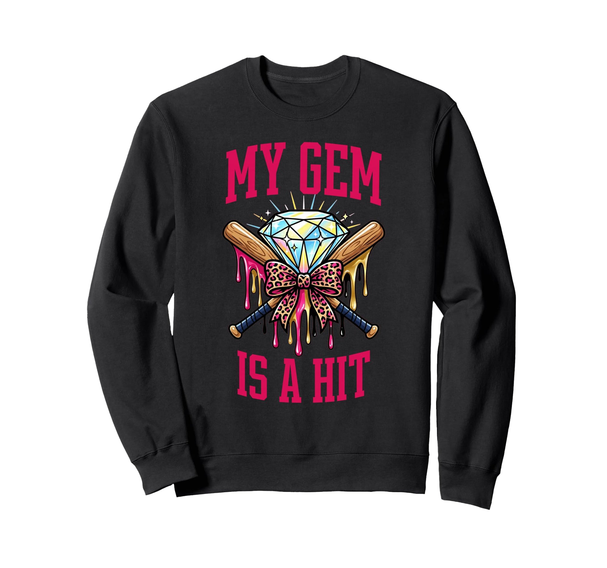 My Gem Is Hit Baseball T Ball Sweatshirt - Trendy Graphic for Adults - T-Shirt, Sweatshirt, Hoodie