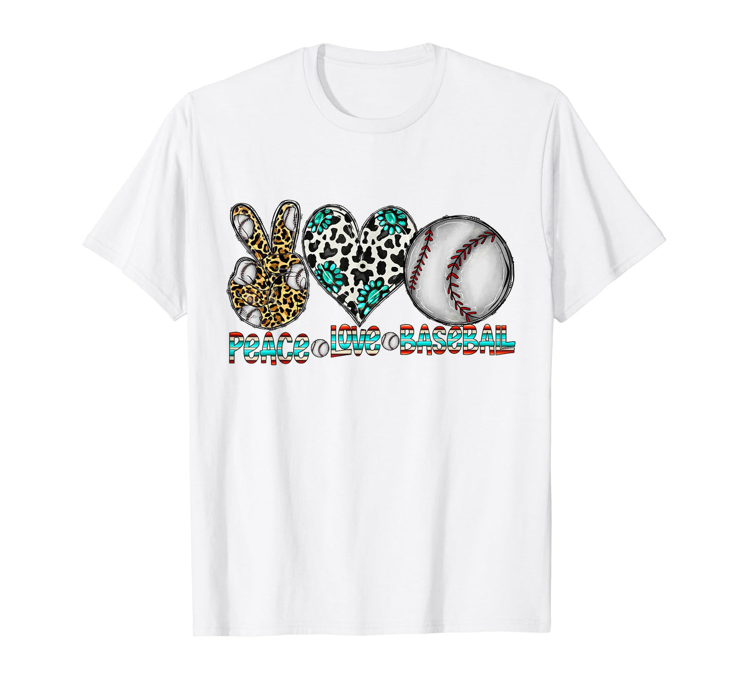 Peace Love Baseball Player Mom Sister T-Shirt - Trendy Graphic Unisex - T-Shirt, Sweatshirt, Hoodie