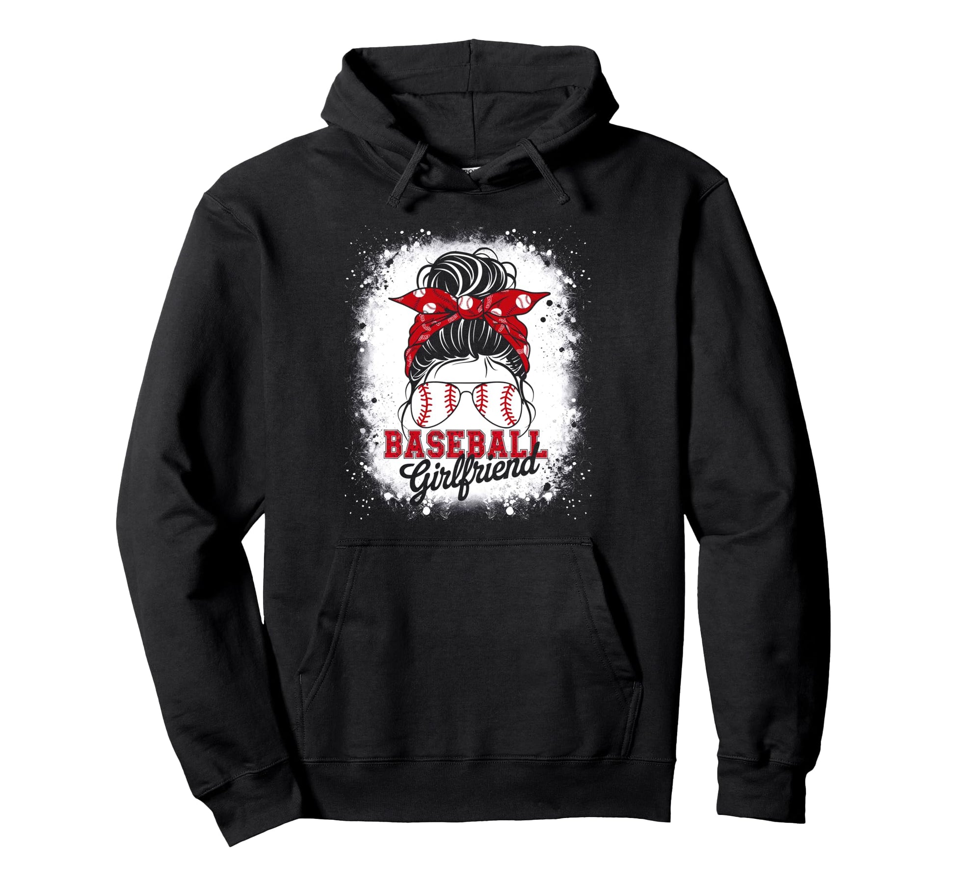 Baseball Girlfriend Messy Bun Hair Hoodie - Graphic Print for Adults - T-Shirt, Sweatshirt, Hoodie