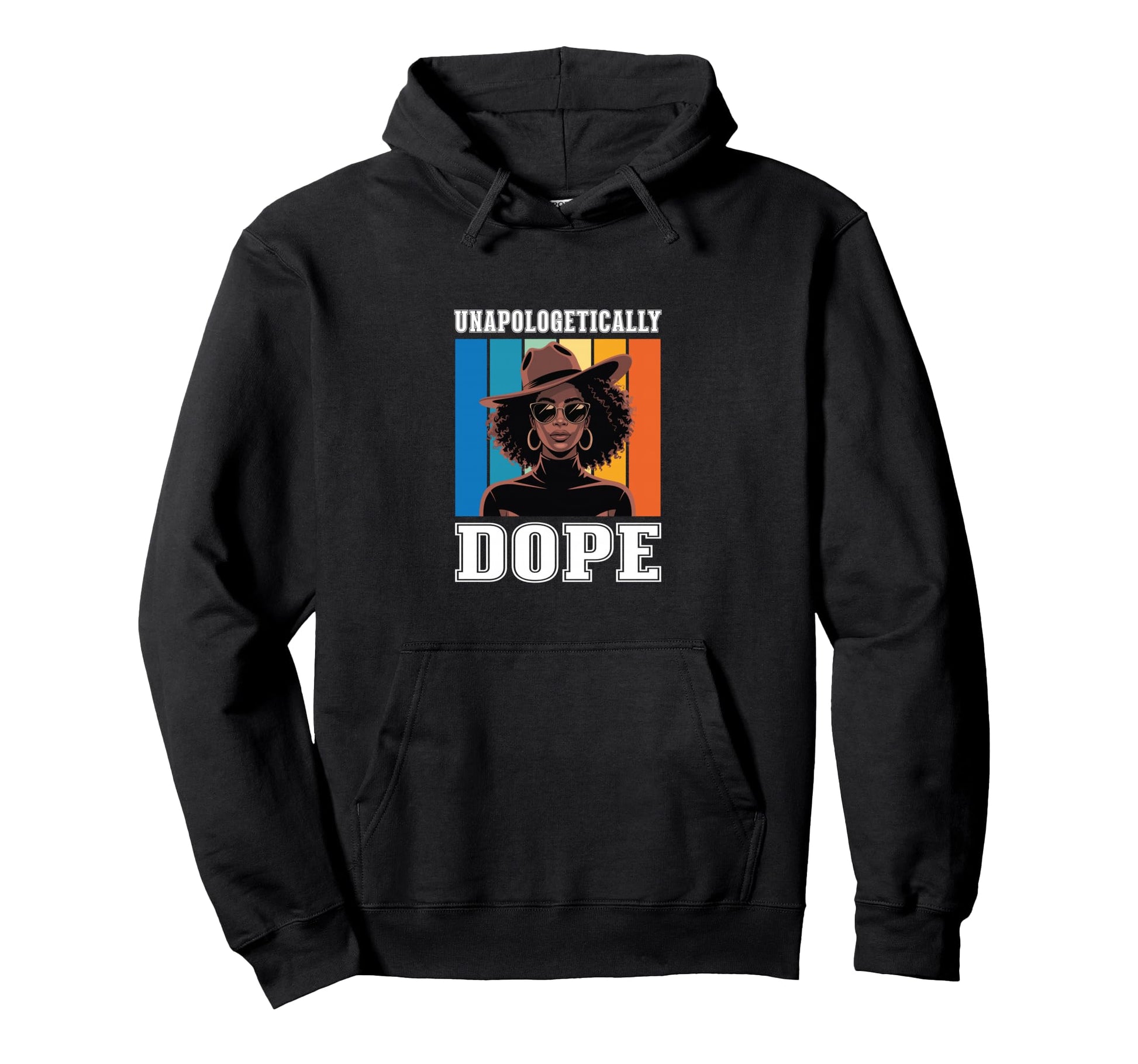 Black Afro Stripes Unapologetically Hoodie - Custom Art Print Men Women - T-Shirt, Sweatshirt, Hoodie