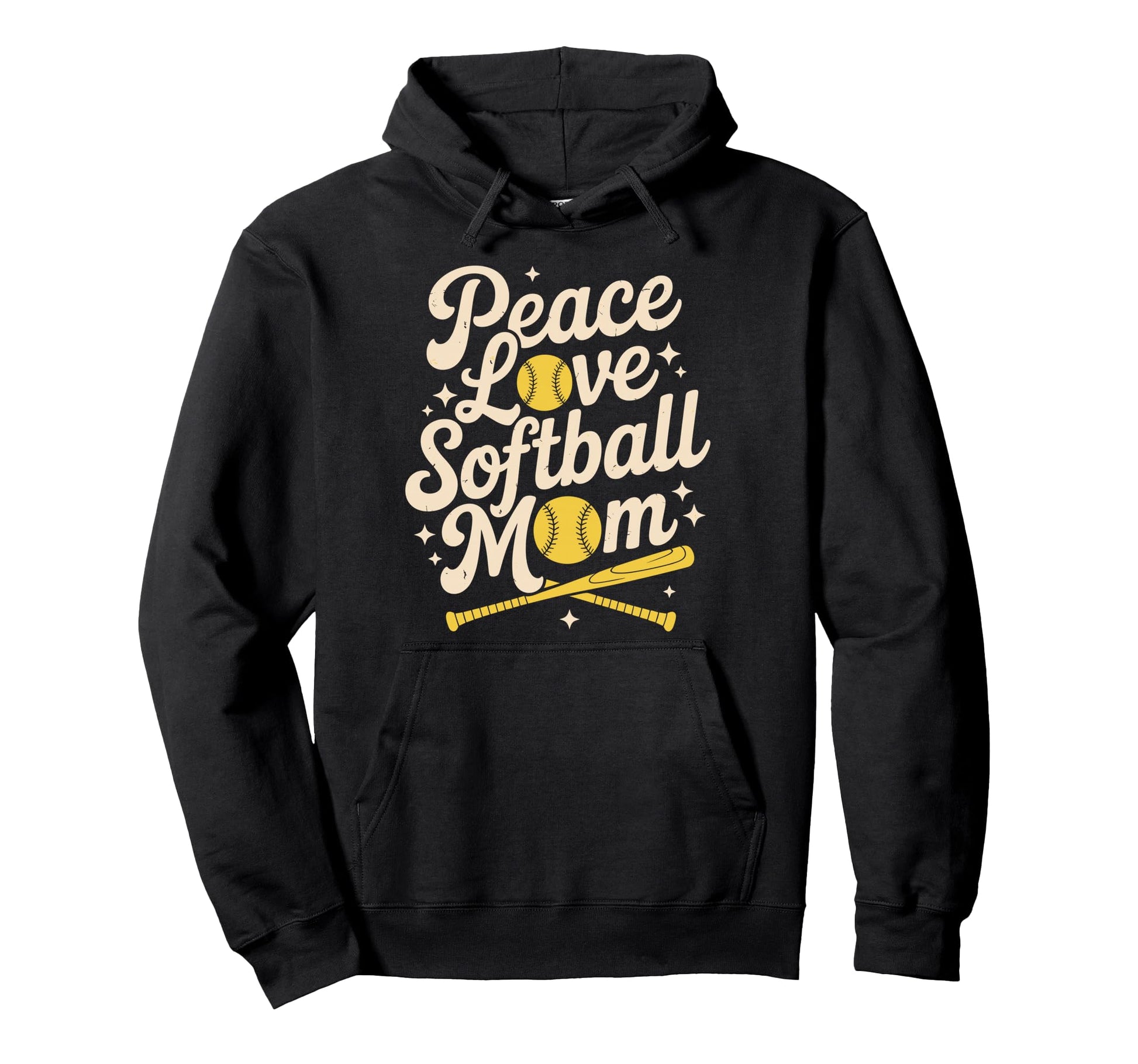 Peace Love Softball Mom Baseball Sports Hoodie - Fun Novelty Design Unisex - T-Shirt, Sweatshirt, Hoodie