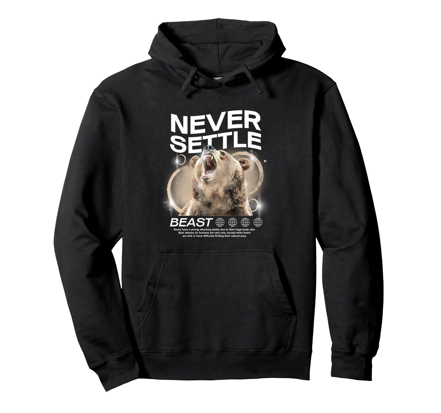 Y2K Never Settle Bold Urban Graffiti Hoodie - Minimalist Print for Adults - T-Shirt, Sweatshirt, Hoodie