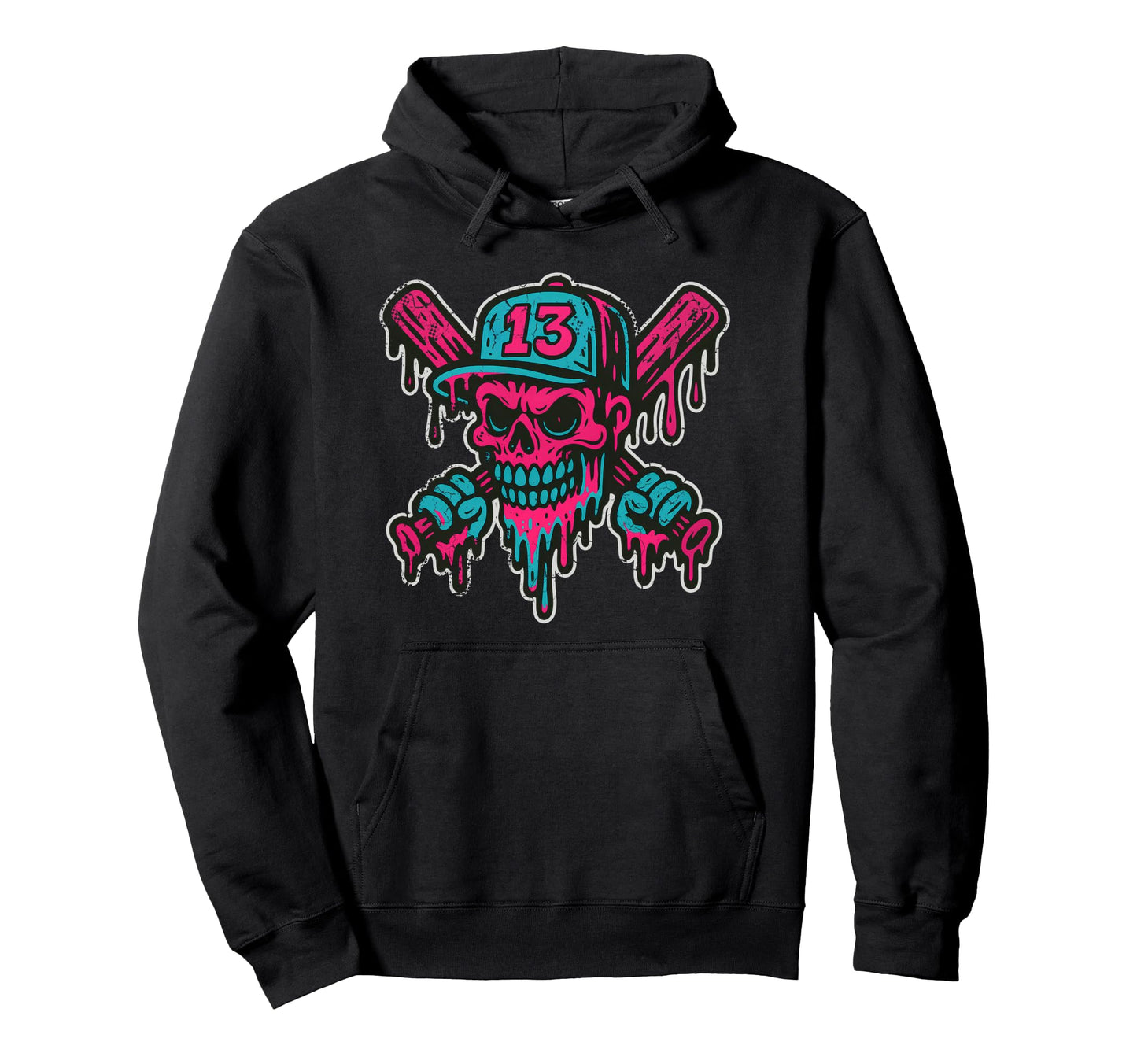 Baseball Skull Drip Softball Team Hoodie - Novelty Apparel for Adults - T-Shirt, Sweatshirt, Hoodie