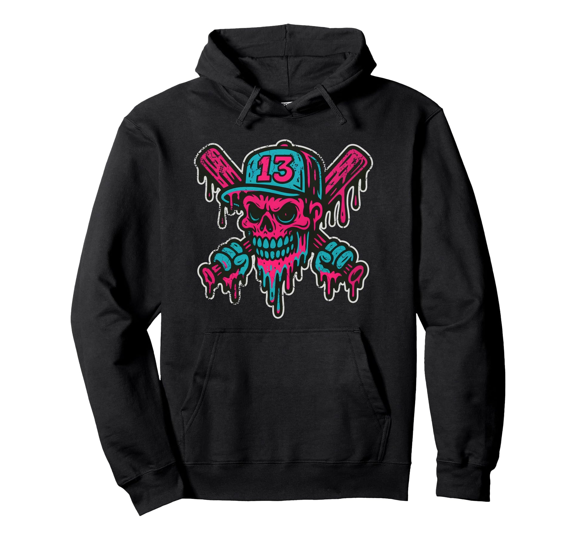 Baseball Skull Drip Softball Team Hoodie - Novelty Apparel for Adults - T-Shirt, Sweatshirt, Hoodie
