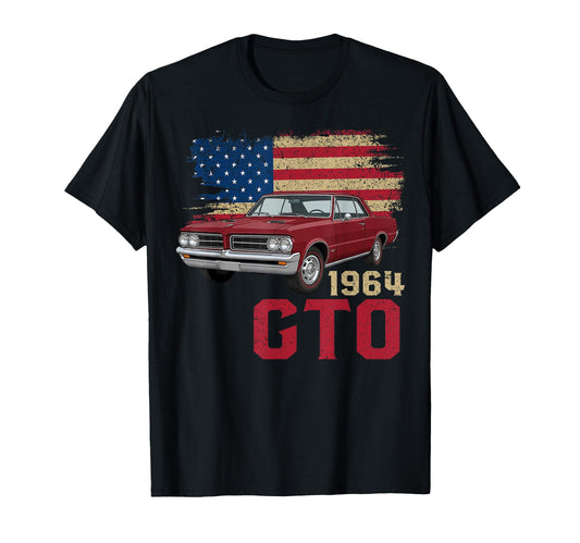 64 1964 Gto American Flag Muscle Car T-Shirt - Streetwear Style Unisex - T-Shirt, Sweatshirt, Hoodie
