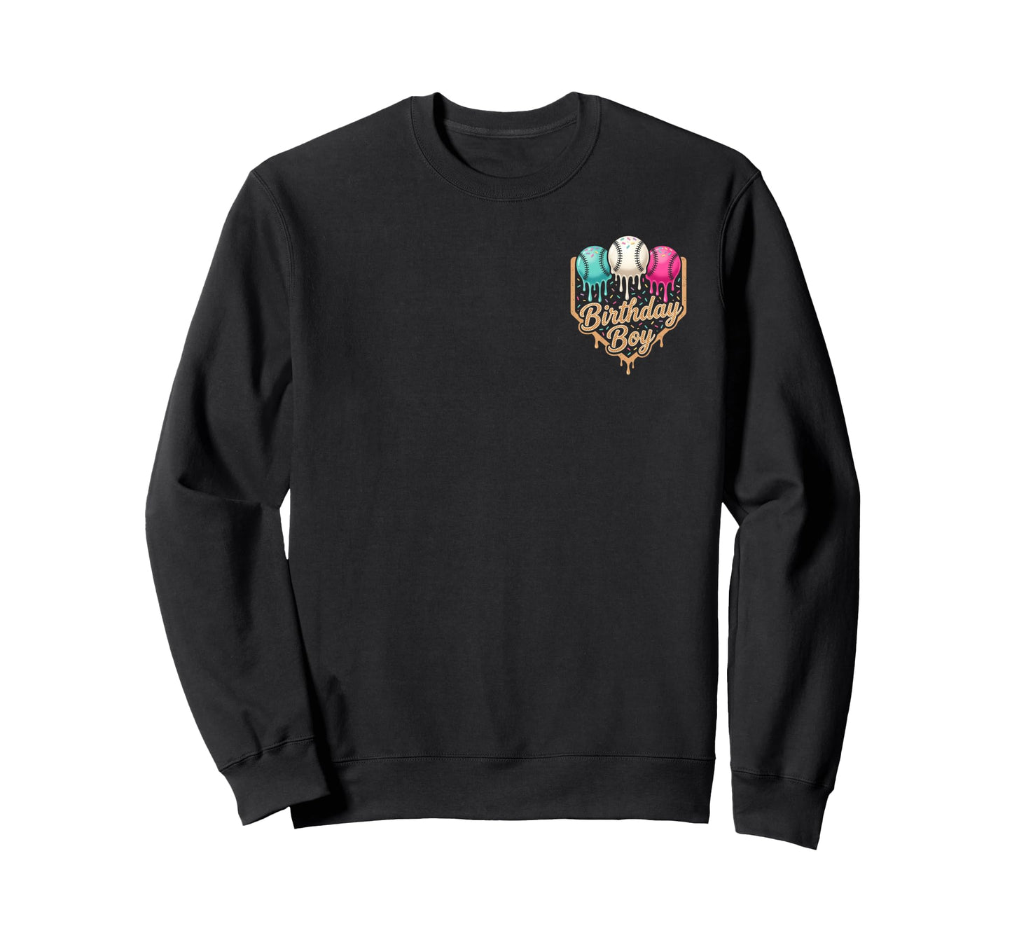 Birthday Baseball Ice Cream Drip Sweatshirt - Custom Art Print Men Women - T-Shirt, Sweatshirt, Hoodie