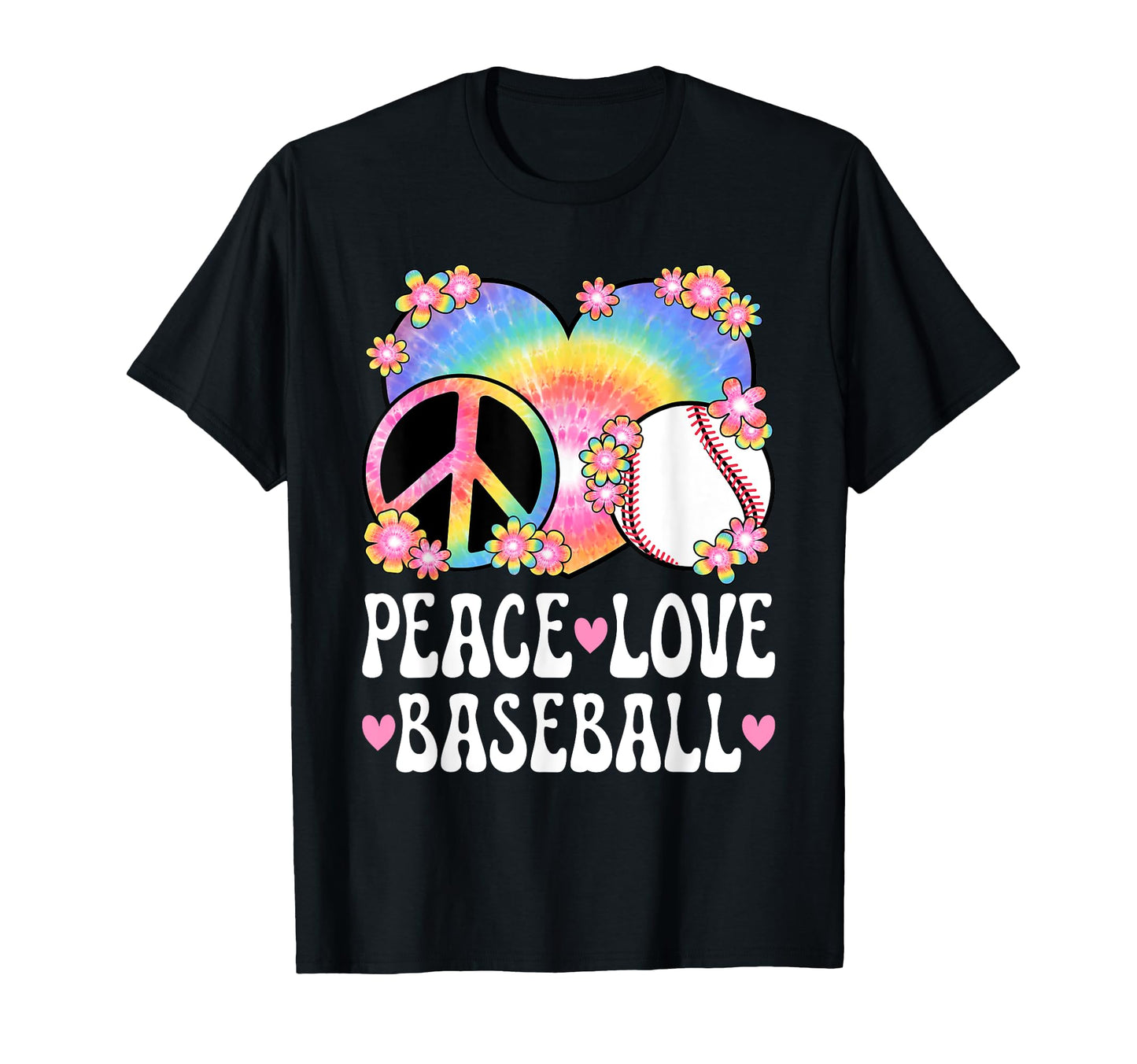 Peace Love Baseball Lover 60S 70S Hippie T-Shirt - Minimalist Print Unisex - T-Shirt, Sweatshirt, Hoodie