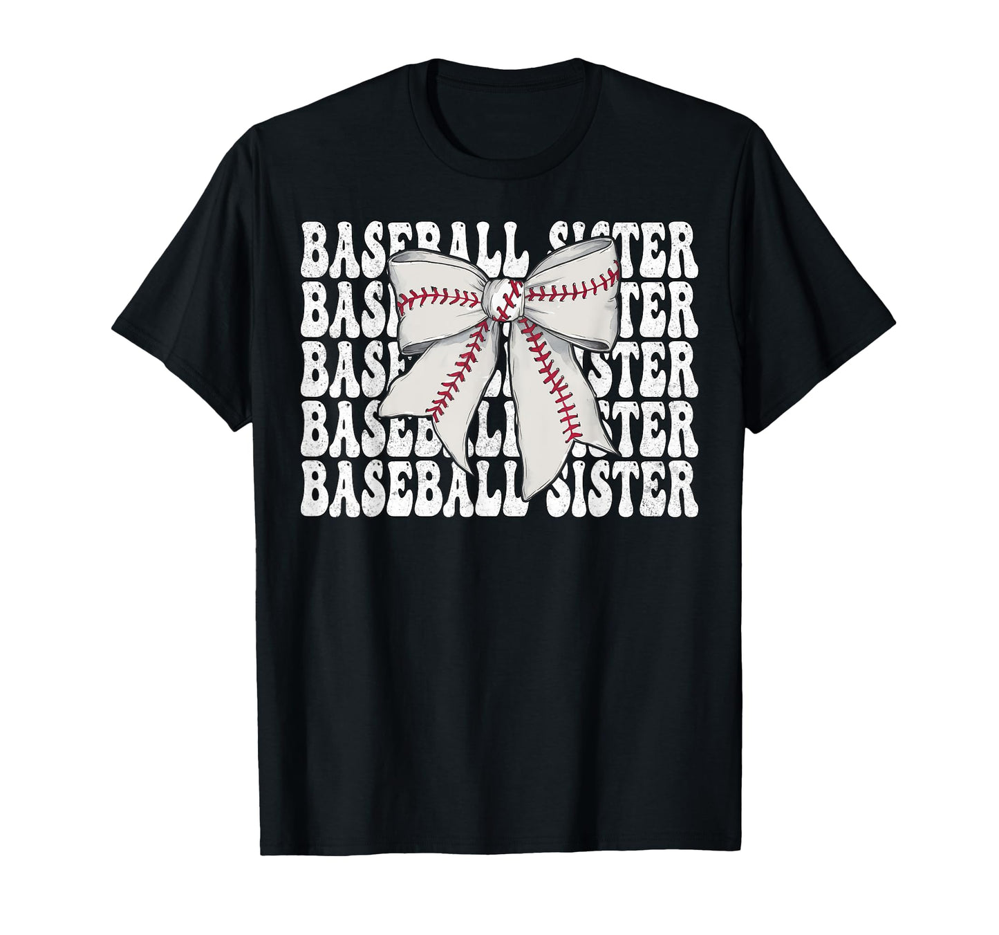 Baseball Sister Baseball Coquette Bow T-Shirt - Novelty Apparel for Adults - T-Shirt, Sweatshirt, Hoodie