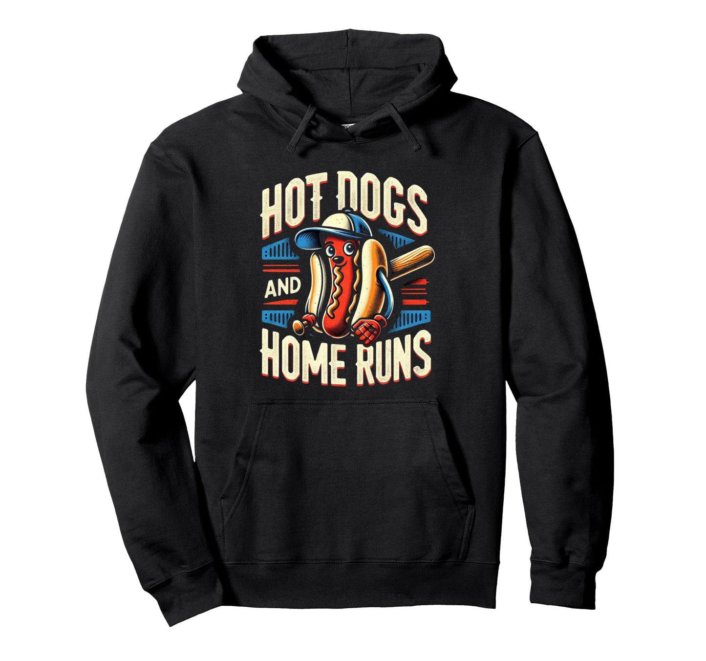 Hotdogs And Homeruns Hotdog Lovers Hoodie - Aesthetic Graphic for Adults - T-Shirt, Sweatshirt, Hoodie