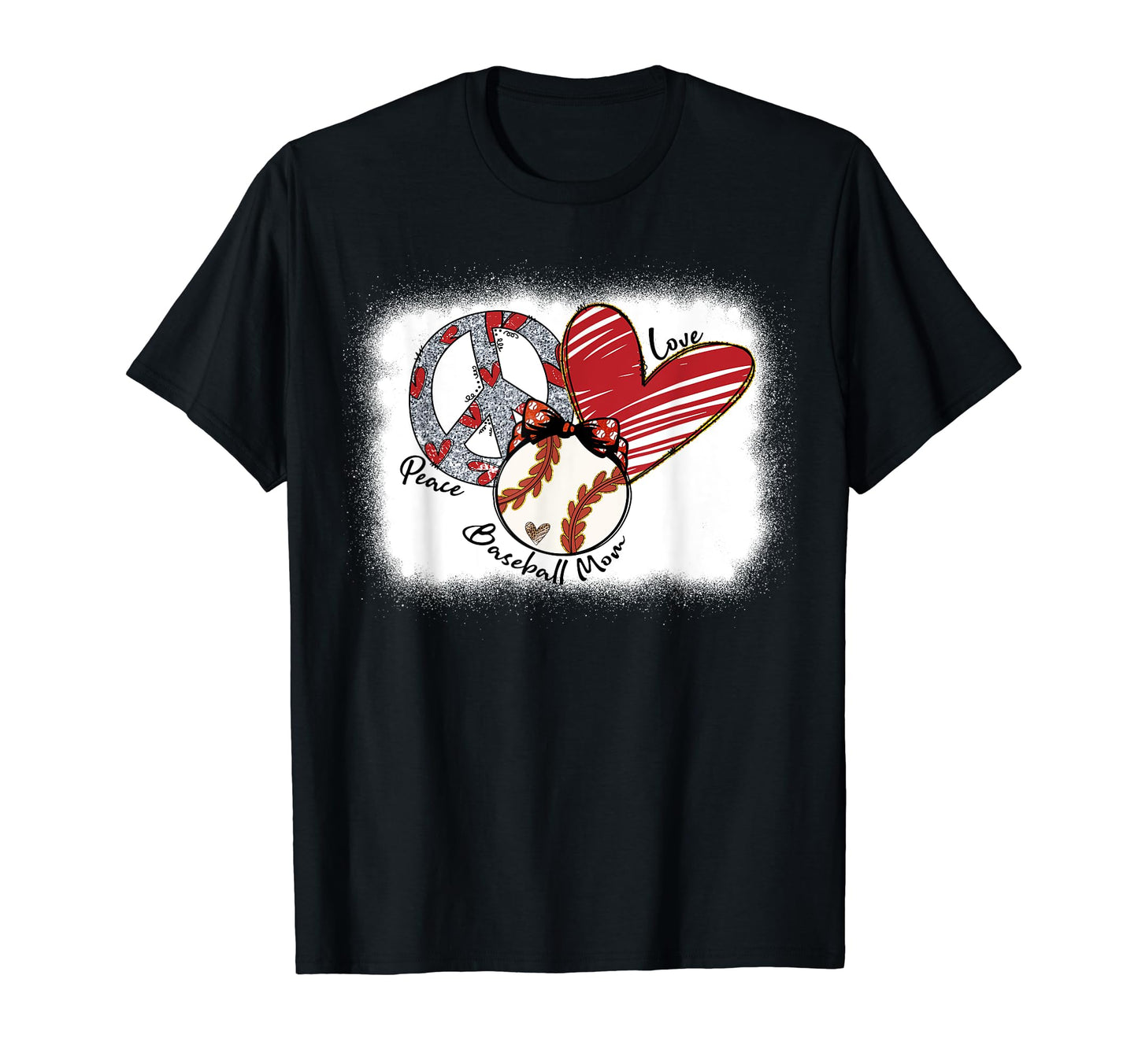 Peace Love Baseball Mom Mommy Funny T-Shirt - Fun Novelty Design Unisex - T-Shirt, Sweatshirt, Hoodie