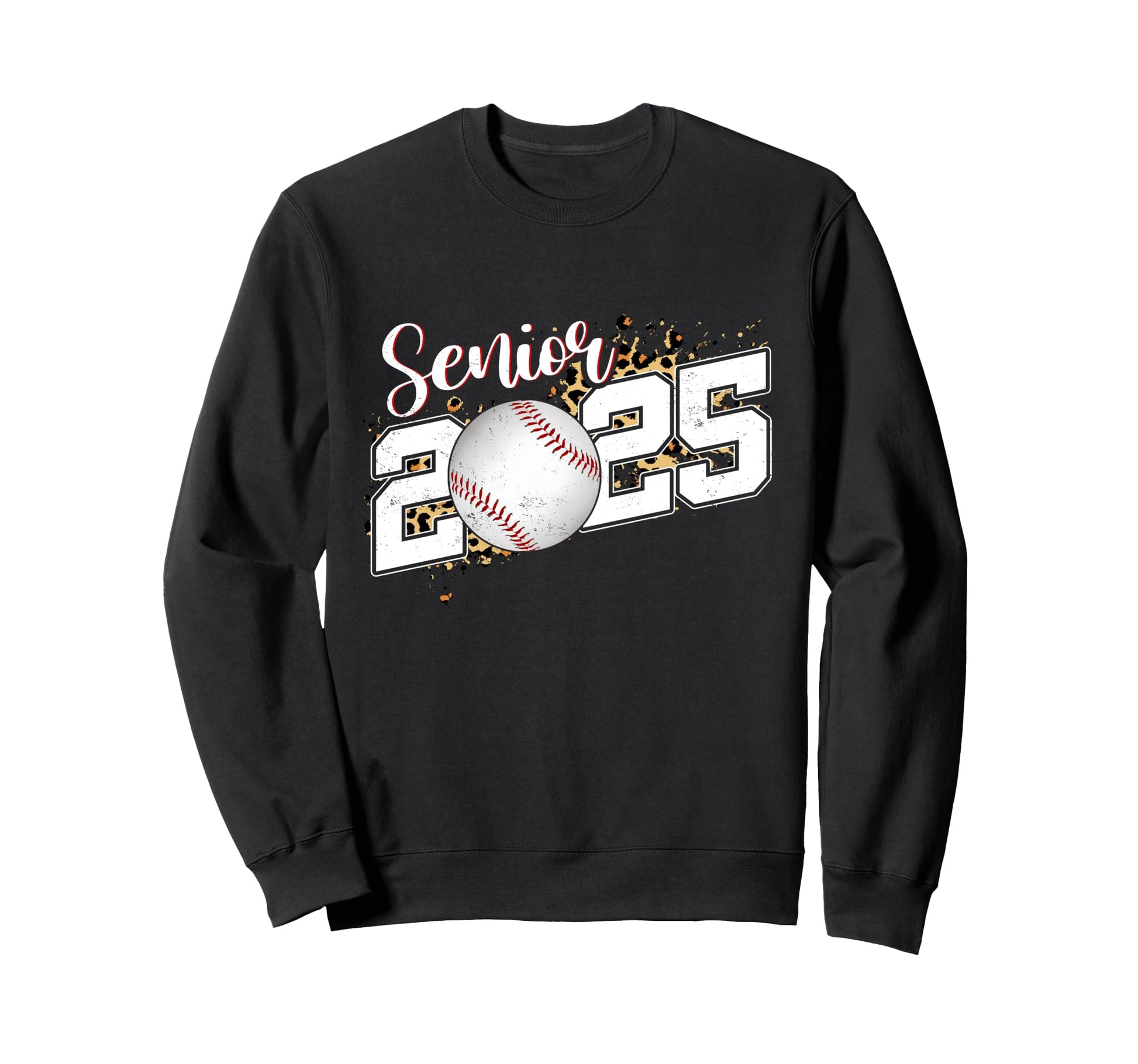 Senior 2025 Baseball Leopard Class Sweatshirt - Trendy Graphic for Adults - T-Shirt, Sweatshirt, Hoodie