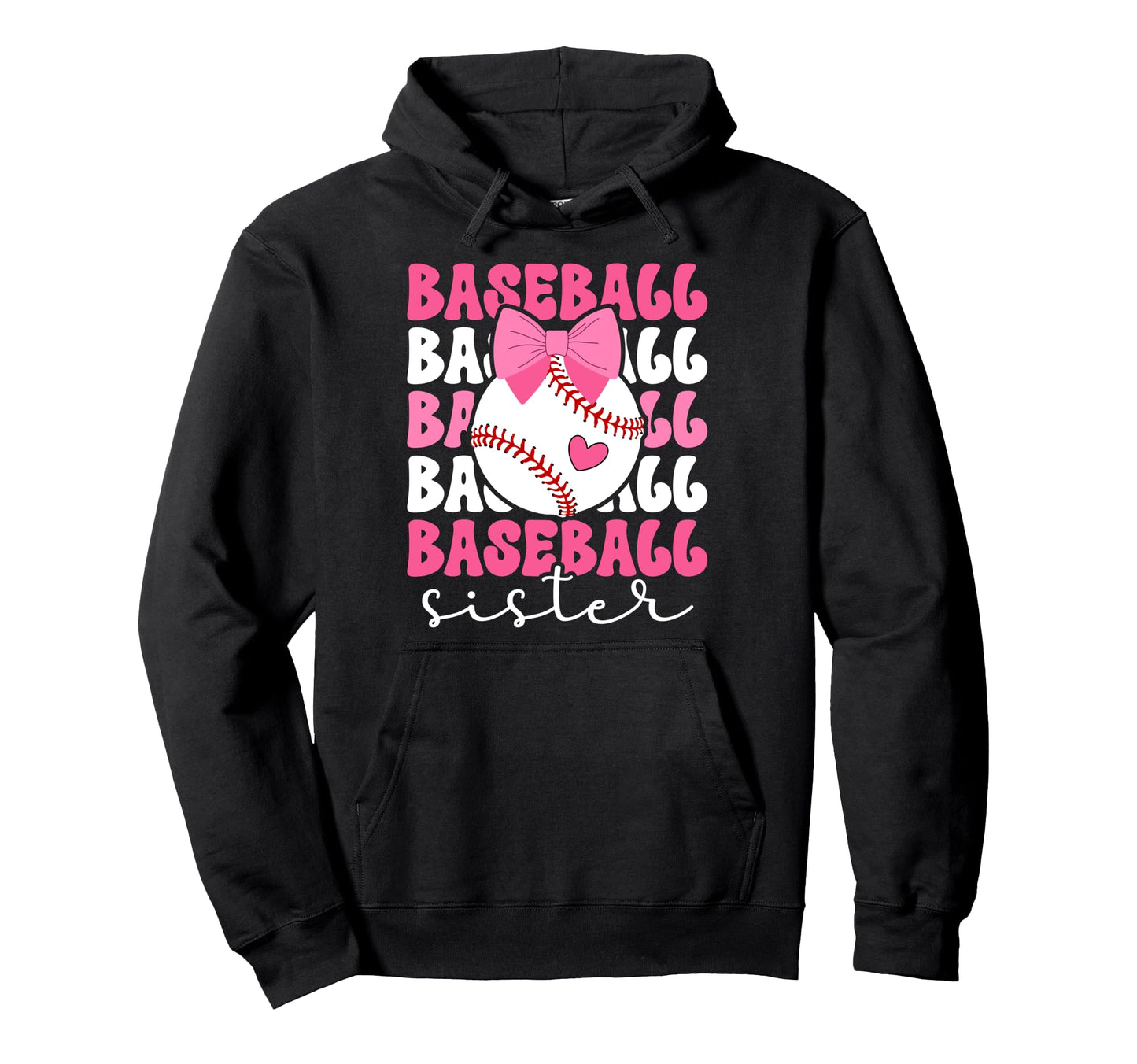 Baseball Sister Bow Baseball Players Hoodie - Minimalist Print Men Women - T-Shirt, Sweatshirt, Hoodie