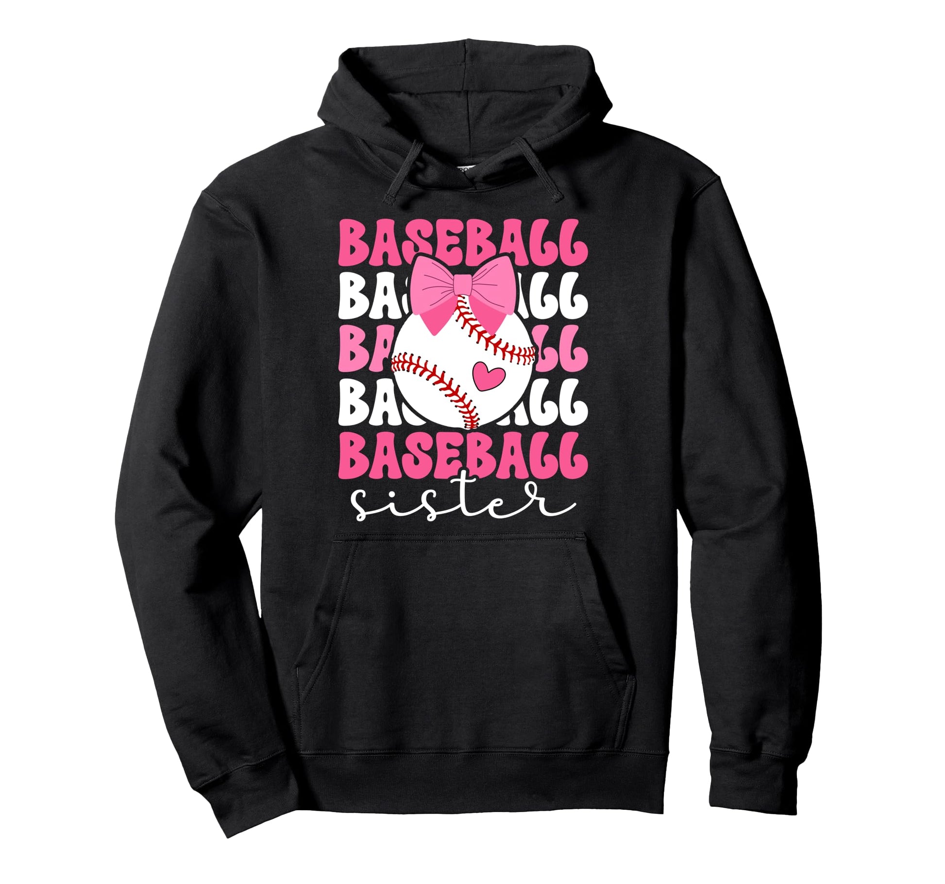 Baseball Sister Bow Baseball Players Hoodie - Minimalist Print Men Women - T-Shirt, Sweatshirt, Hoodie