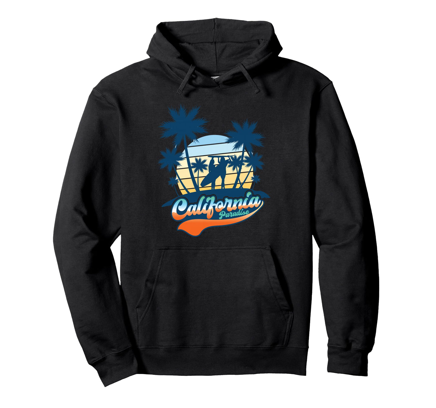 California Paradise Surf Beach Hoodie - Fun Novelty Design for Adults - T-Shirt, Sweatshirt, Hoodie