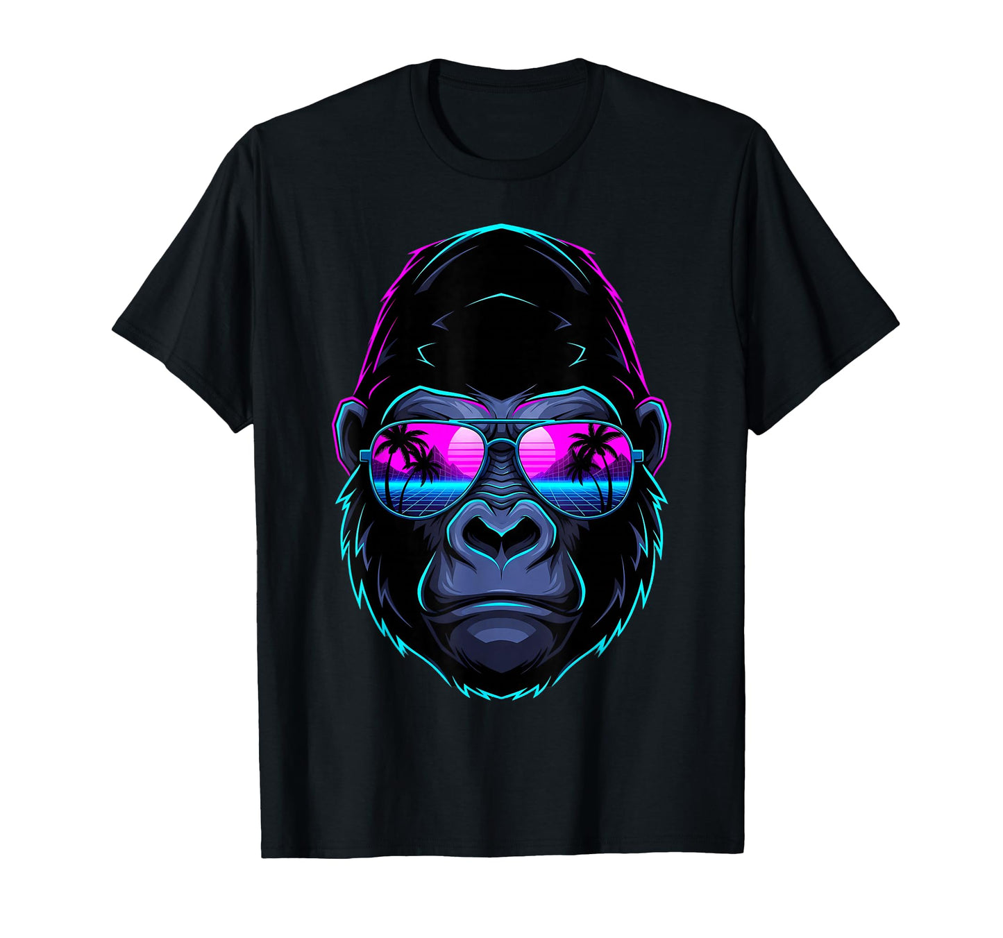 Synthwave Gorilla 80S Vaporwave Ape T-Shirt - Aesthetic Graphic Men Women - T-Shirt, Sweatshirt, Hoodie