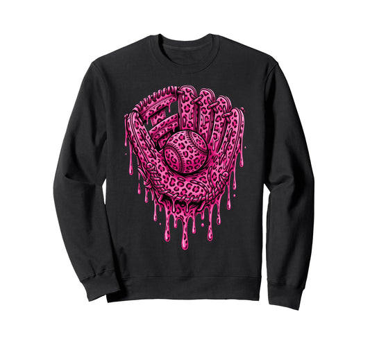 Baseball Drip Leopard Pattern Sweatshirt - Casual Everyday Wear for Adults - T-Shirt, Sweatshirt, Hoodie
